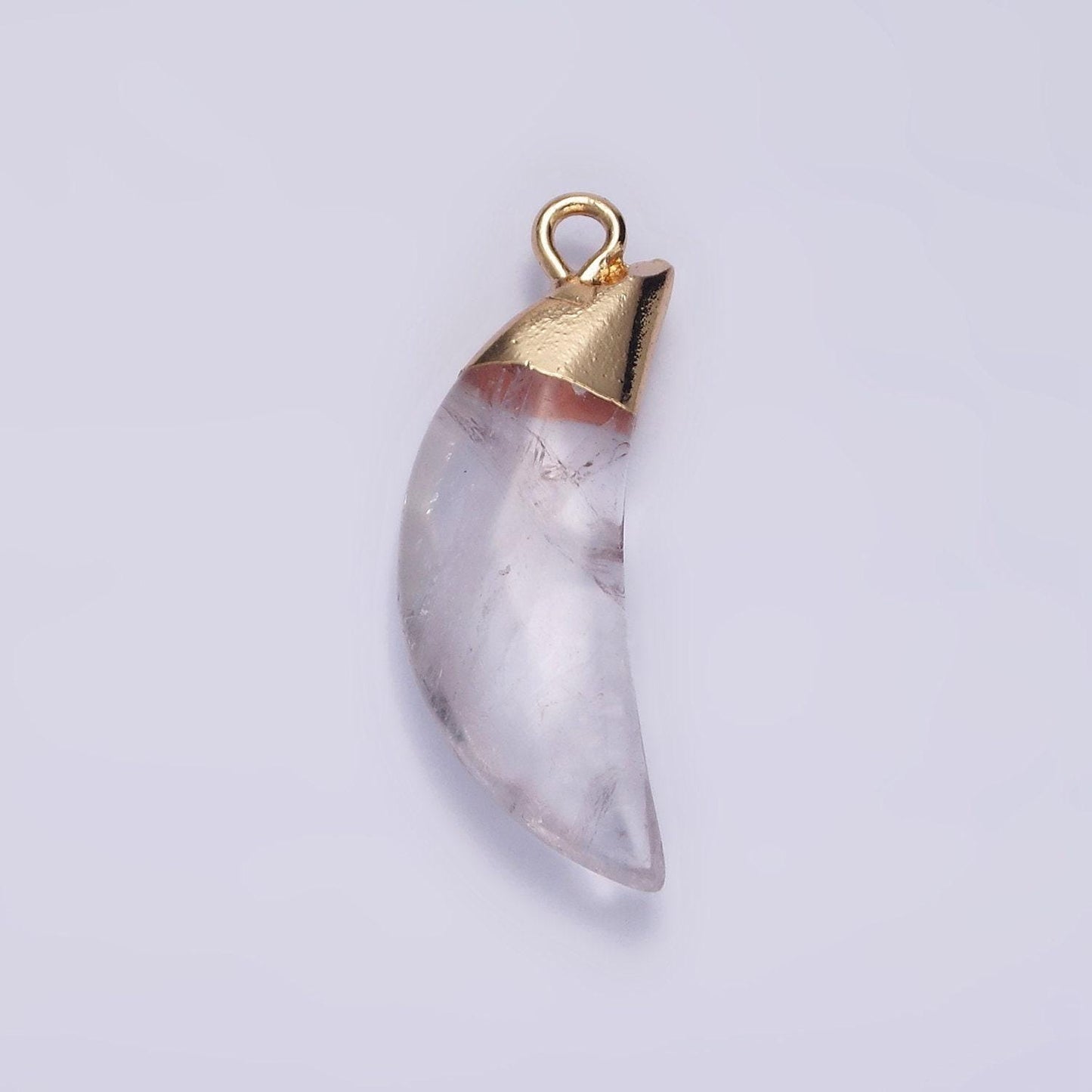 14k gold filled onyx, howlite, clear quartz crescent horn foiled charm | n1749 n1751 n1752
