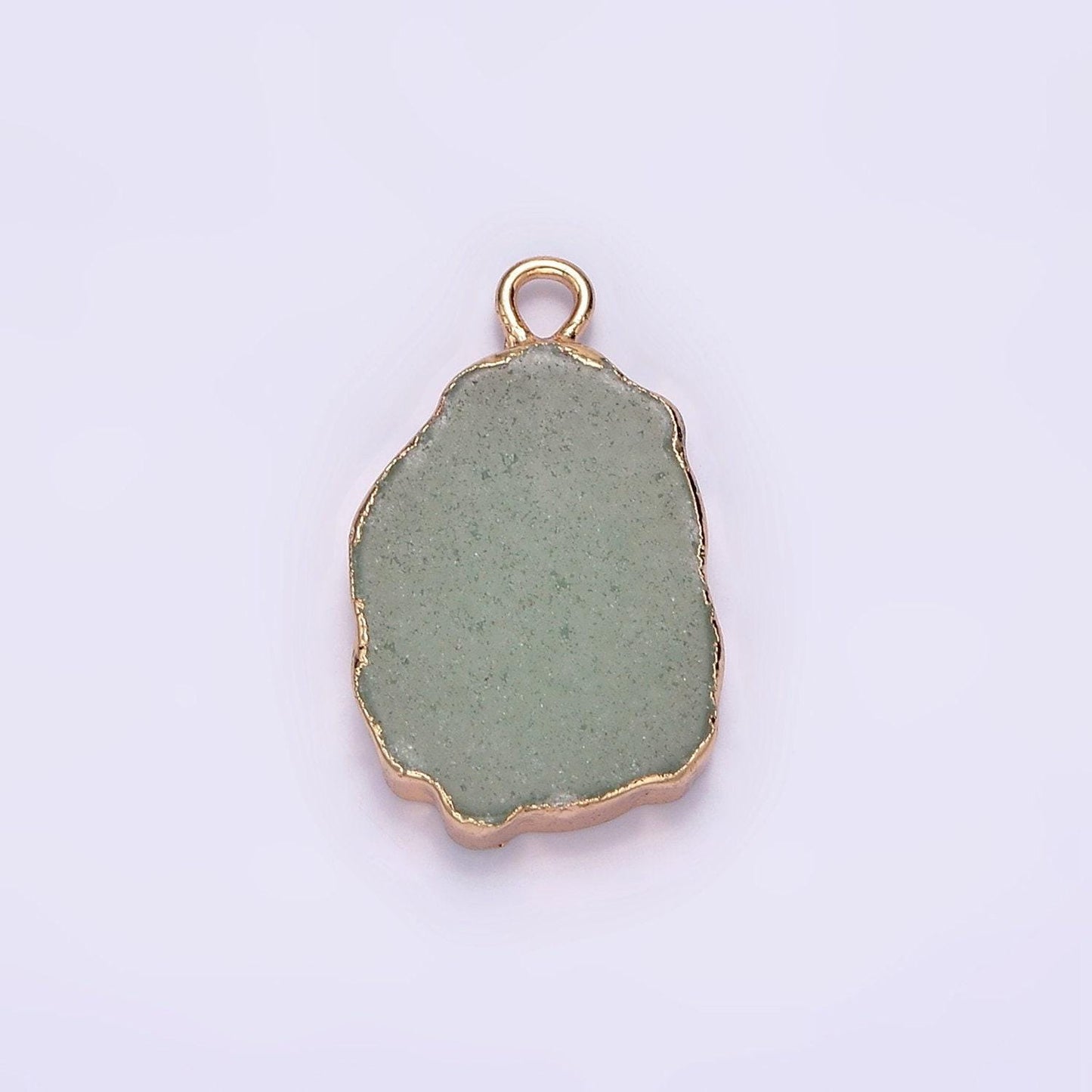 14k gold filled green aventurine abstract foiled charm | n1742