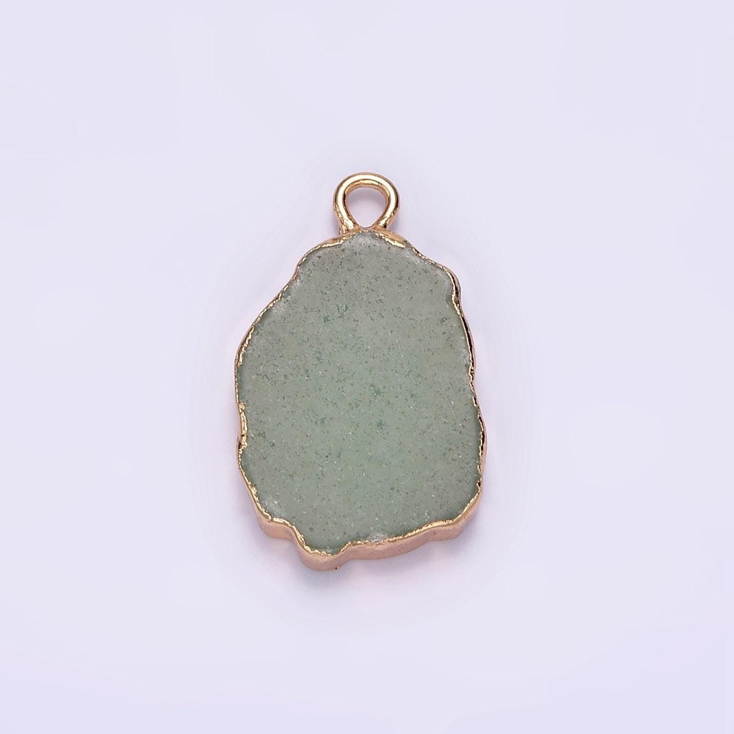 14k gold filled green aventurine abstract foiled charm | n1742