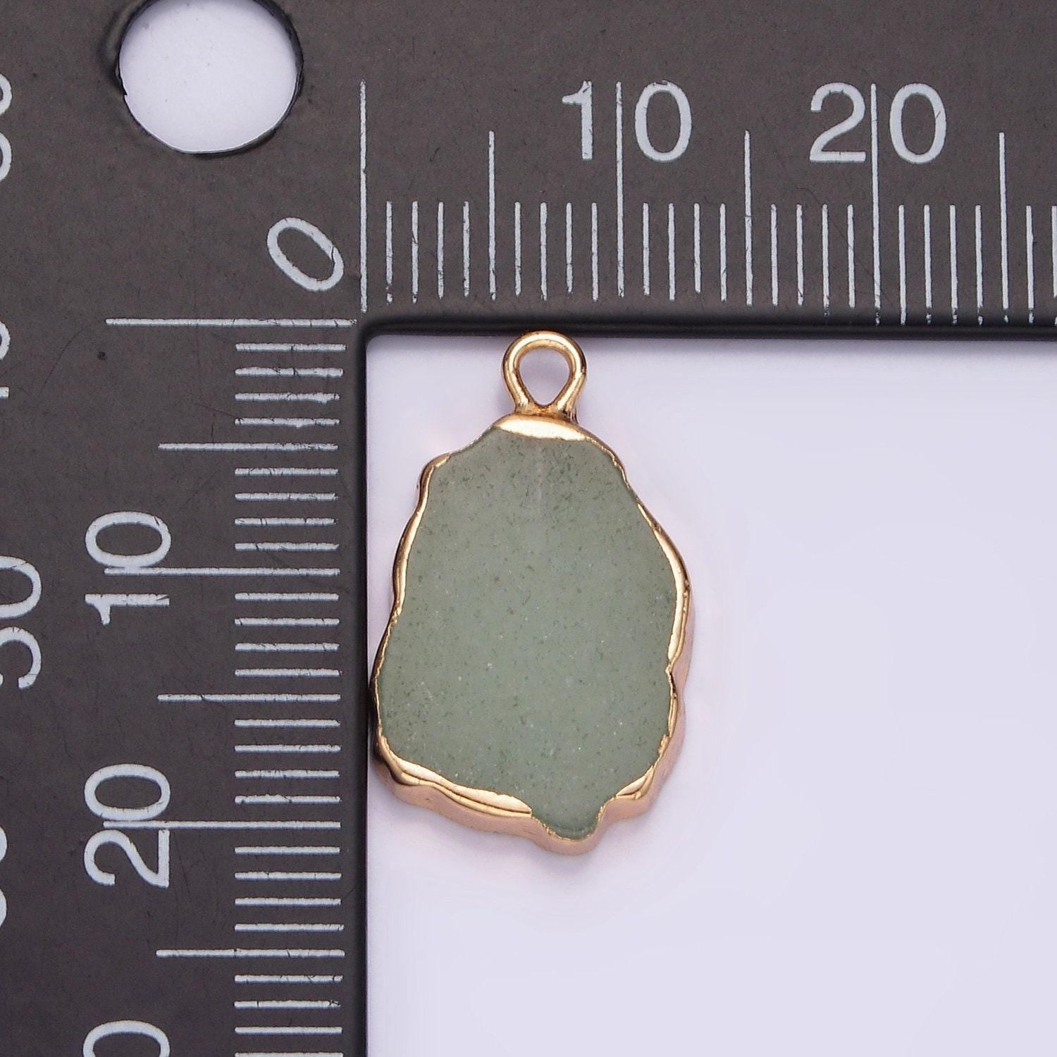 14k gold filled green aventurine abstract foiled charm | n1742