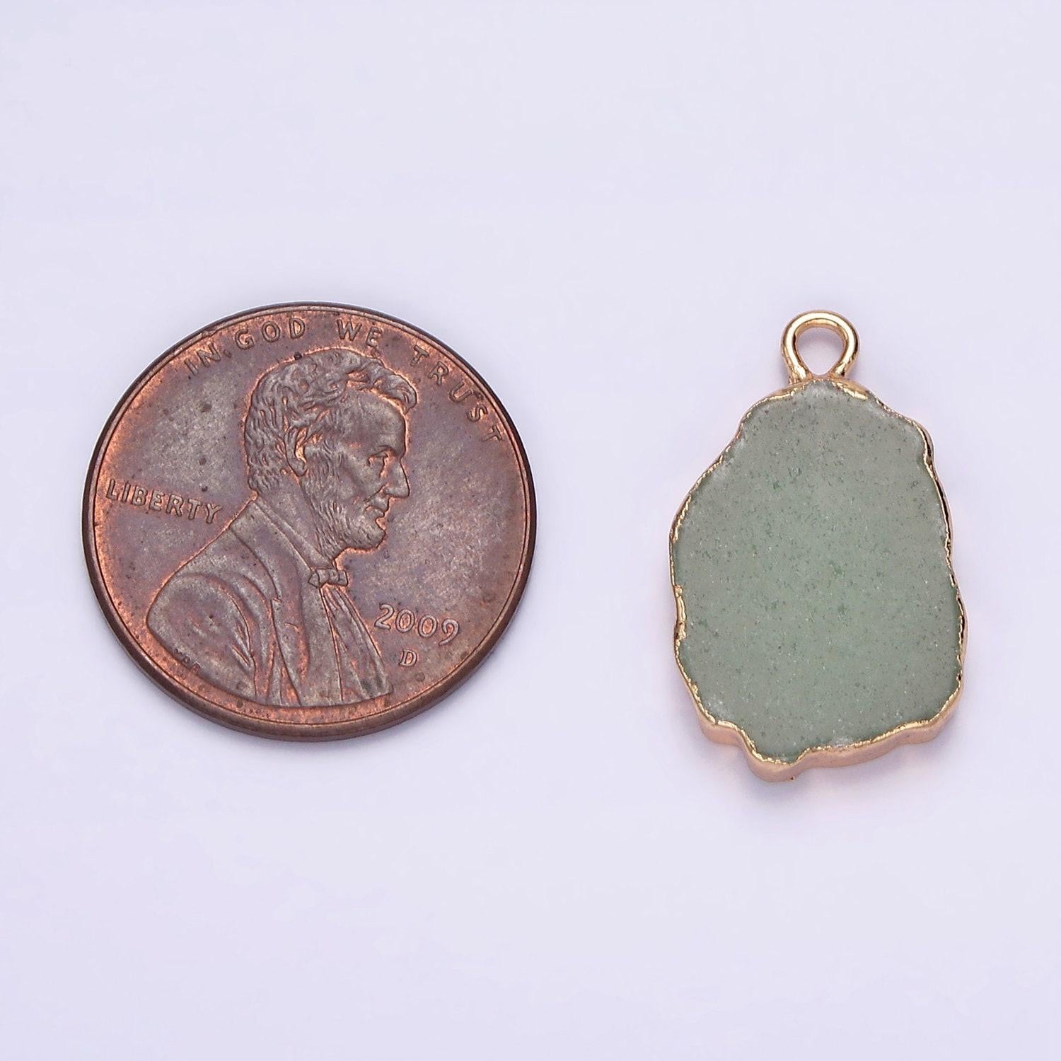 14k gold filled green aventurine abstract foiled charm | n1742