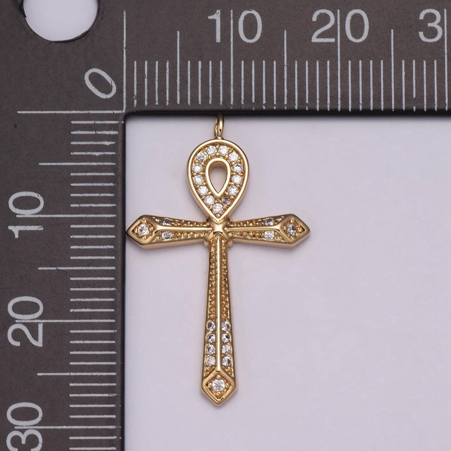 18k gold filled iced ankh micro pave cz ankh cross symbol of life, egyptian pantheon, crux ansata cz bracelet earring necklace pendant charm