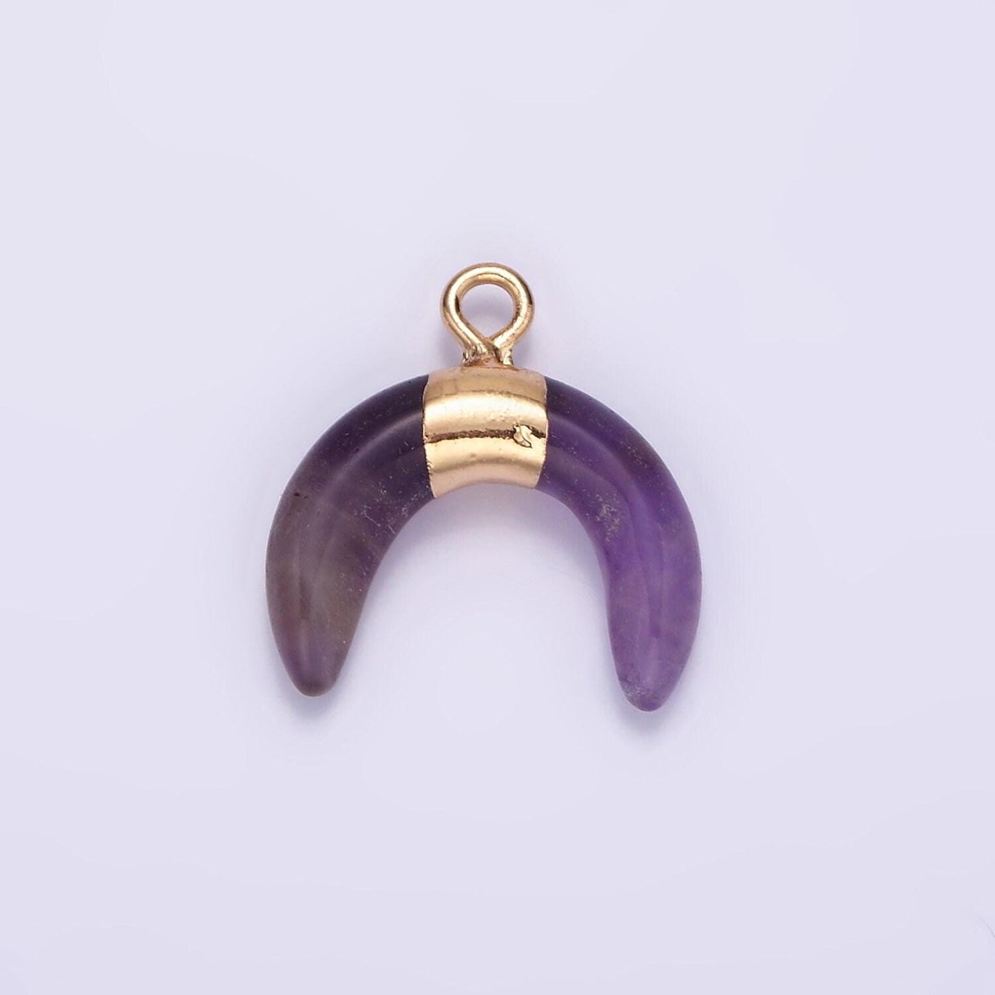 14k gold filled amethyst, amazonite, howlite crescent horn molten charm | n1734 - n1736