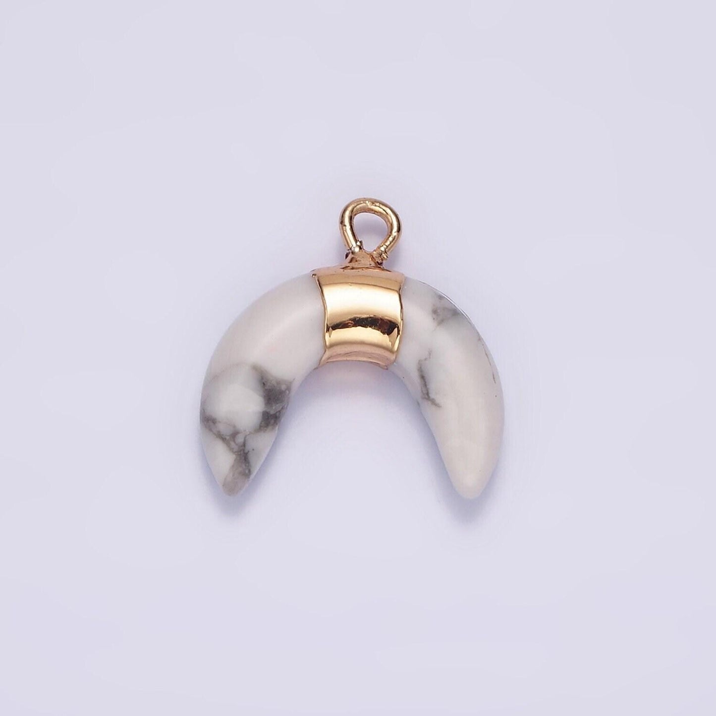 14k gold filled amethyst, amazonite, howlite crescent horn molten charm | n1734 - n1736