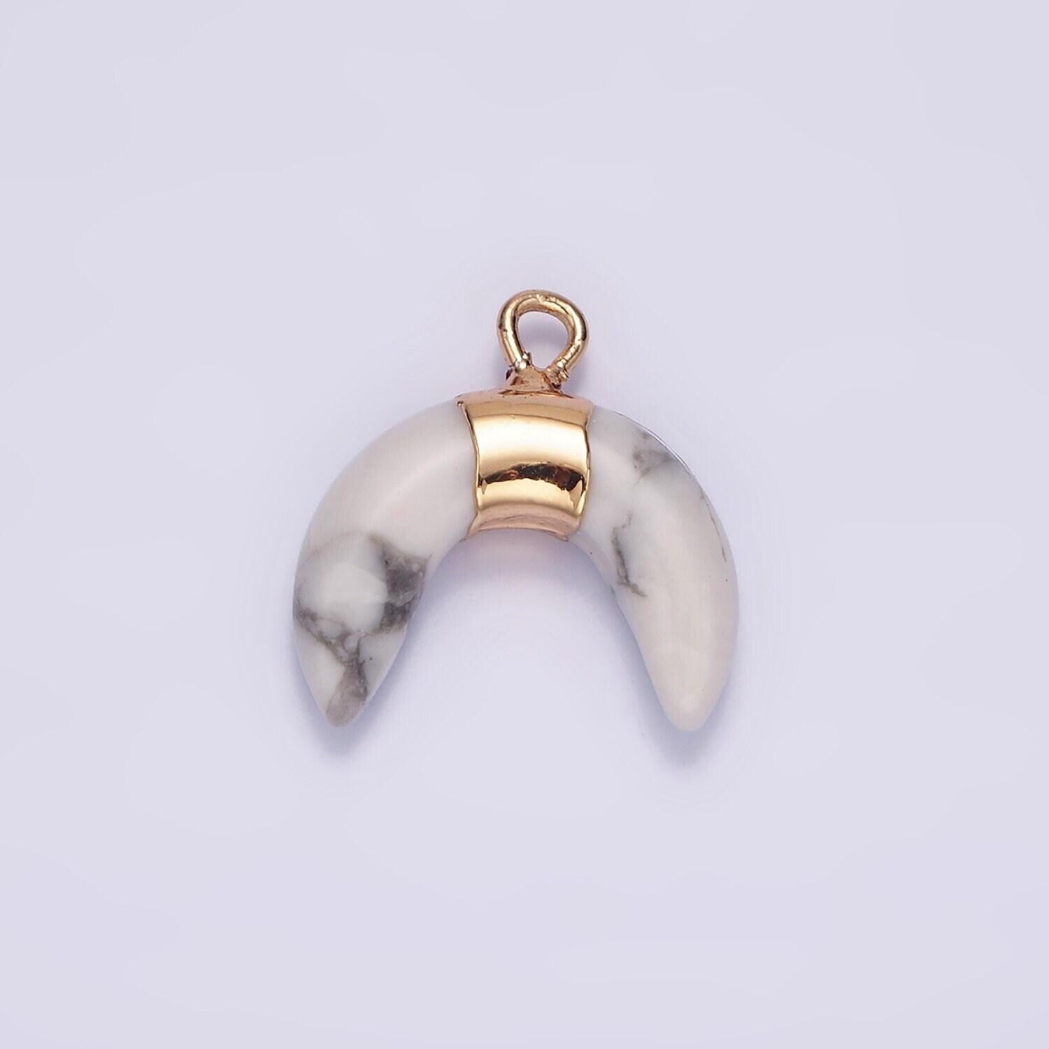 14k gold filled amethyst, amazonite, howlite crescent horn molten charm | n1734 - n1736