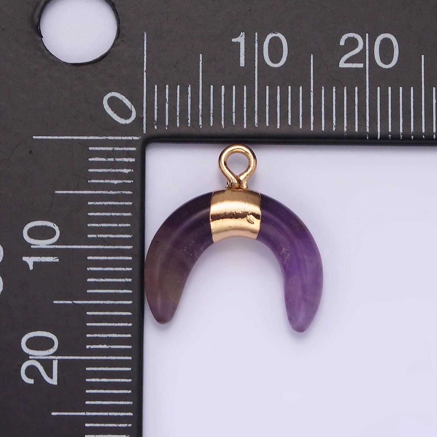 14k gold filled amethyst, amazonite, howlite crescent horn molten charm | n1734 - n1736