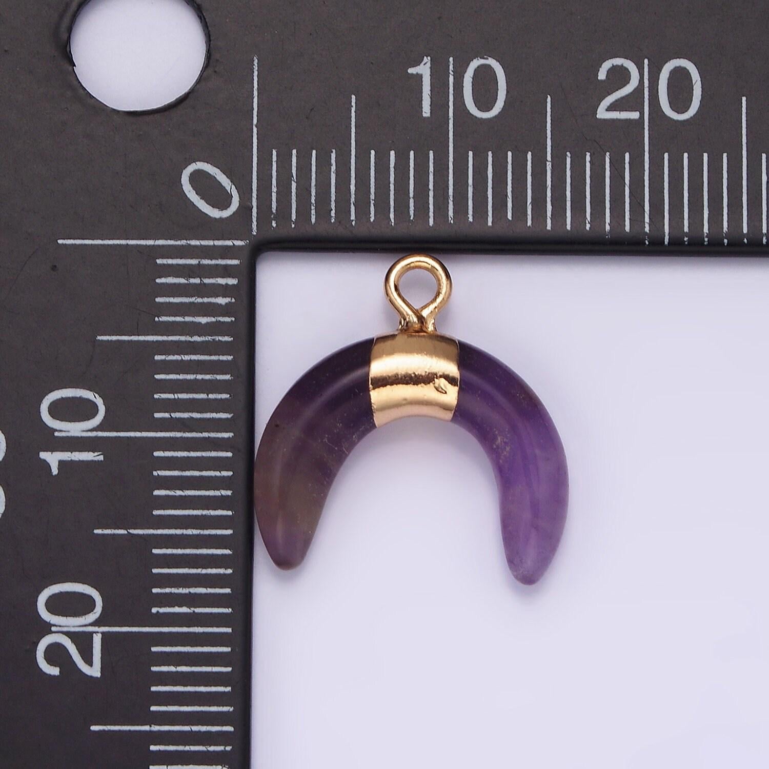 14k gold filled amethyst, amazonite, howlite crescent horn molten charm | n1734 - n1736