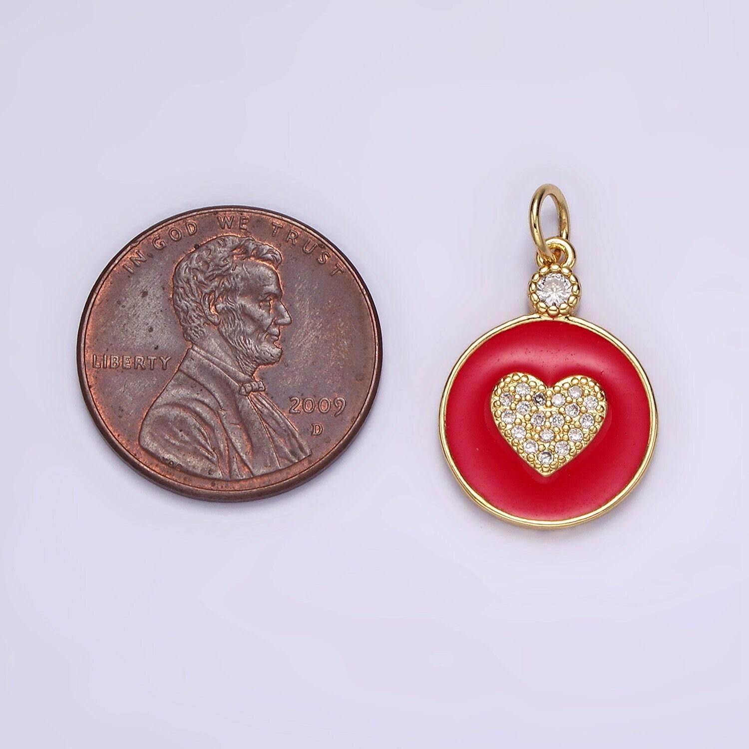 Dainty red enamel charms cubic zirconia heart charm jewelry for necklace bracelet earring necklace making n1733