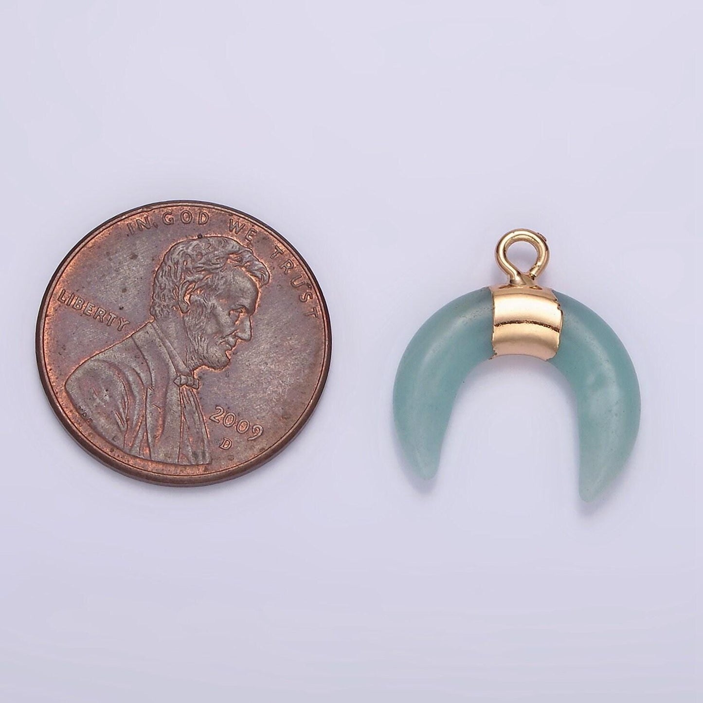 14k gold filled amethyst, amazonite, howlite crescent horn molten charm | n1734 - n1736