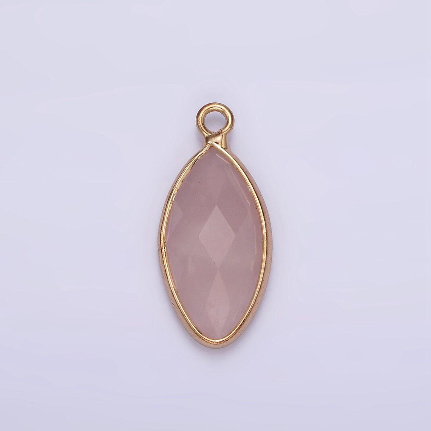 Gemstone faceted oval gold edge pendant charm rose quartz onyx amazonite charm n1726 n1727 n1743 n1744