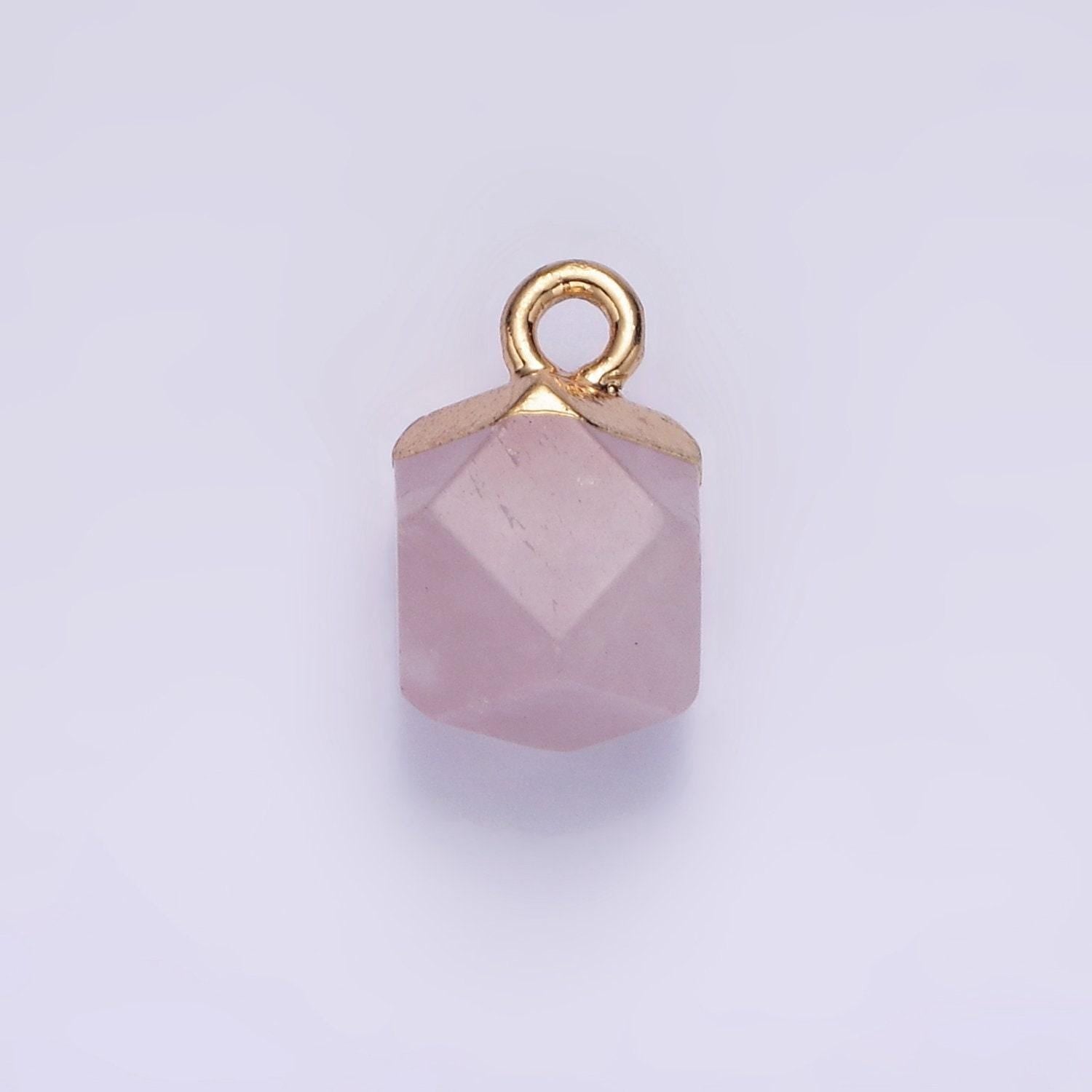 14k gold filled rose quartz, onyx, blue lace agate, rhodonite, amethyst multifaceted round charm | n1713 - n1717