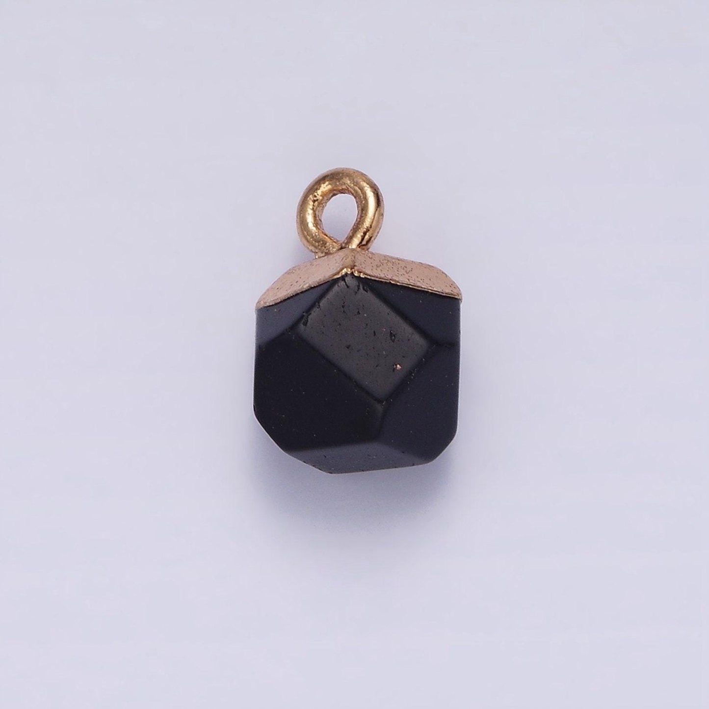 14k gold filled rose quartz, onyx, blue lace agate, rhodonite, amethyst multifaceted round charm | n1713 - n1717