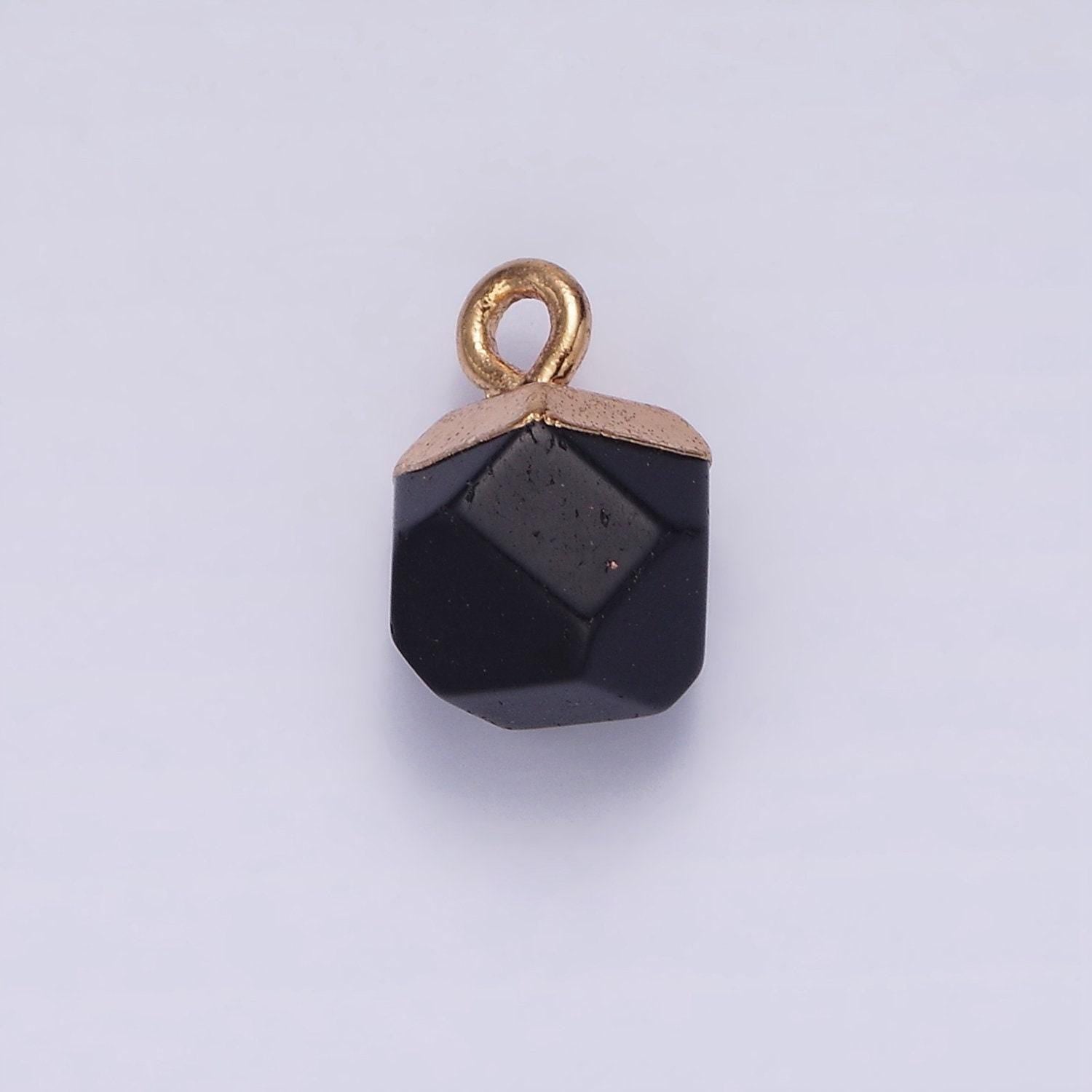 14k gold filled rose quartz, onyx, blue lace agate, rhodonite, amethyst multifaceted round charm | n1713 - n1717
