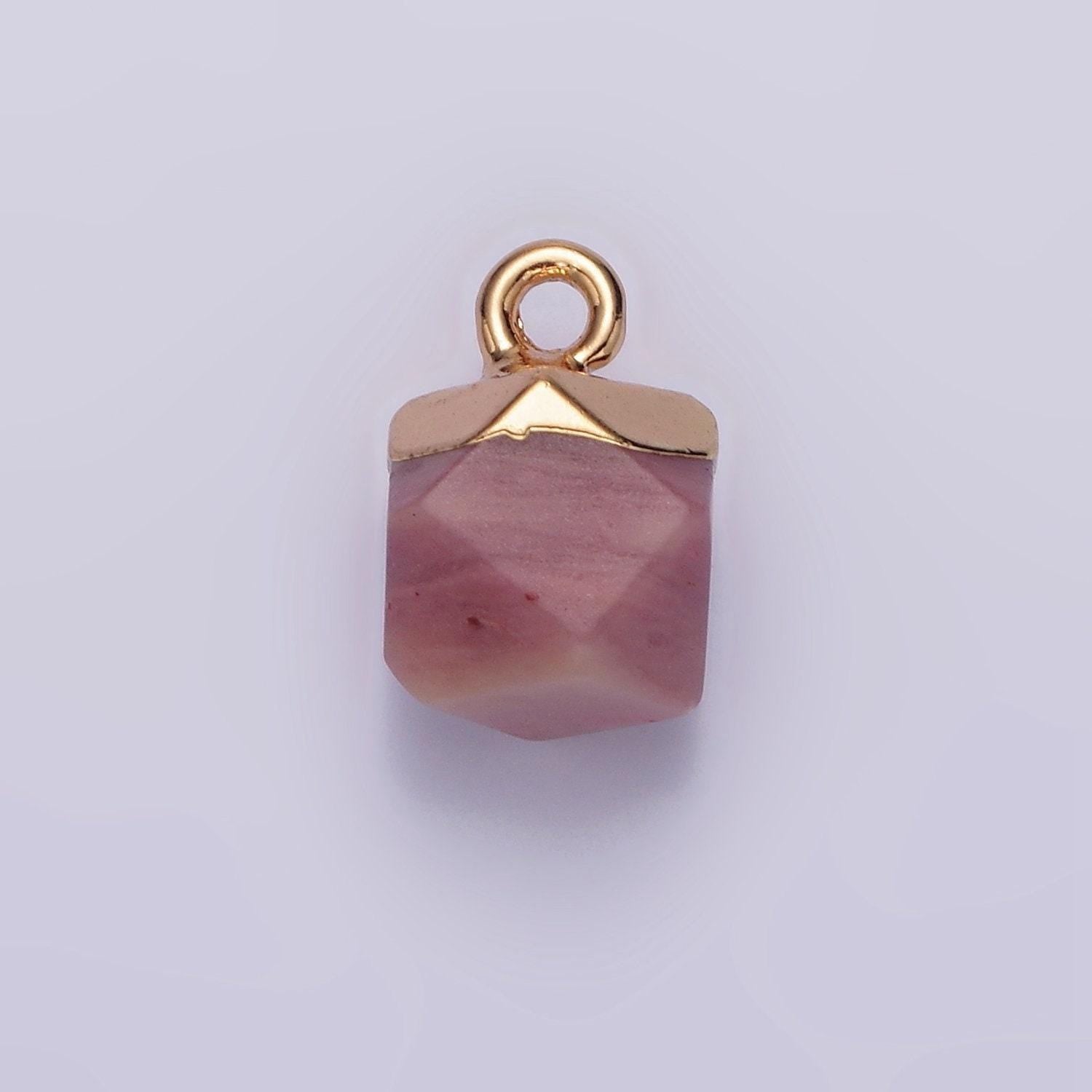 14k gold filled rose quartz, onyx, blue lace agate, rhodonite, amethyst multifaceted round charm | n1713 - n1717