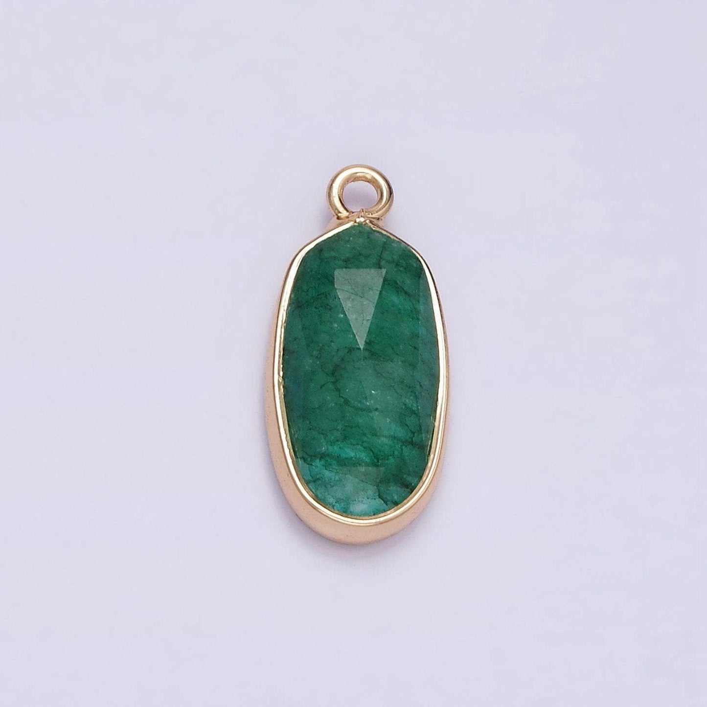 Gemstone faceted oval gold edge pendant charm rose quartz onyx amazon charm n-1705 - n-1712