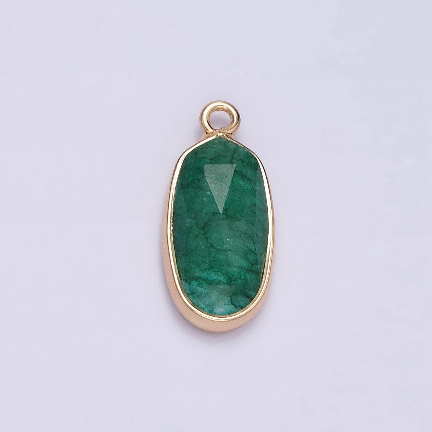 Gemstone faceted oval gold edge pendant charm rose quartz onyx amazon charm n-1705 - n-1712