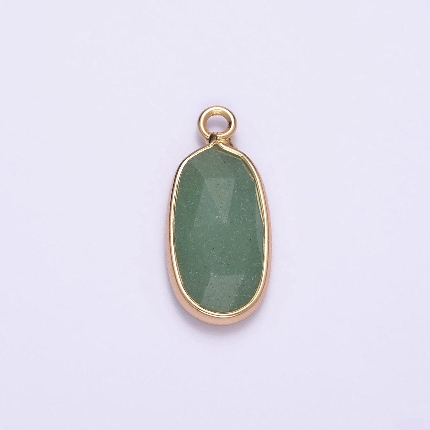 Gemstone faceted oval gold edge pendant charm rose quartz onyx amazon charm n-1705 - n-1712