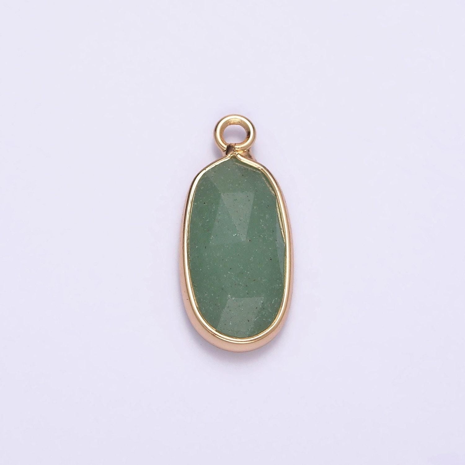 Gemstone faceted oval gold edge pendant charm rose quartz onyx amazon charm n-1705 - n-1712