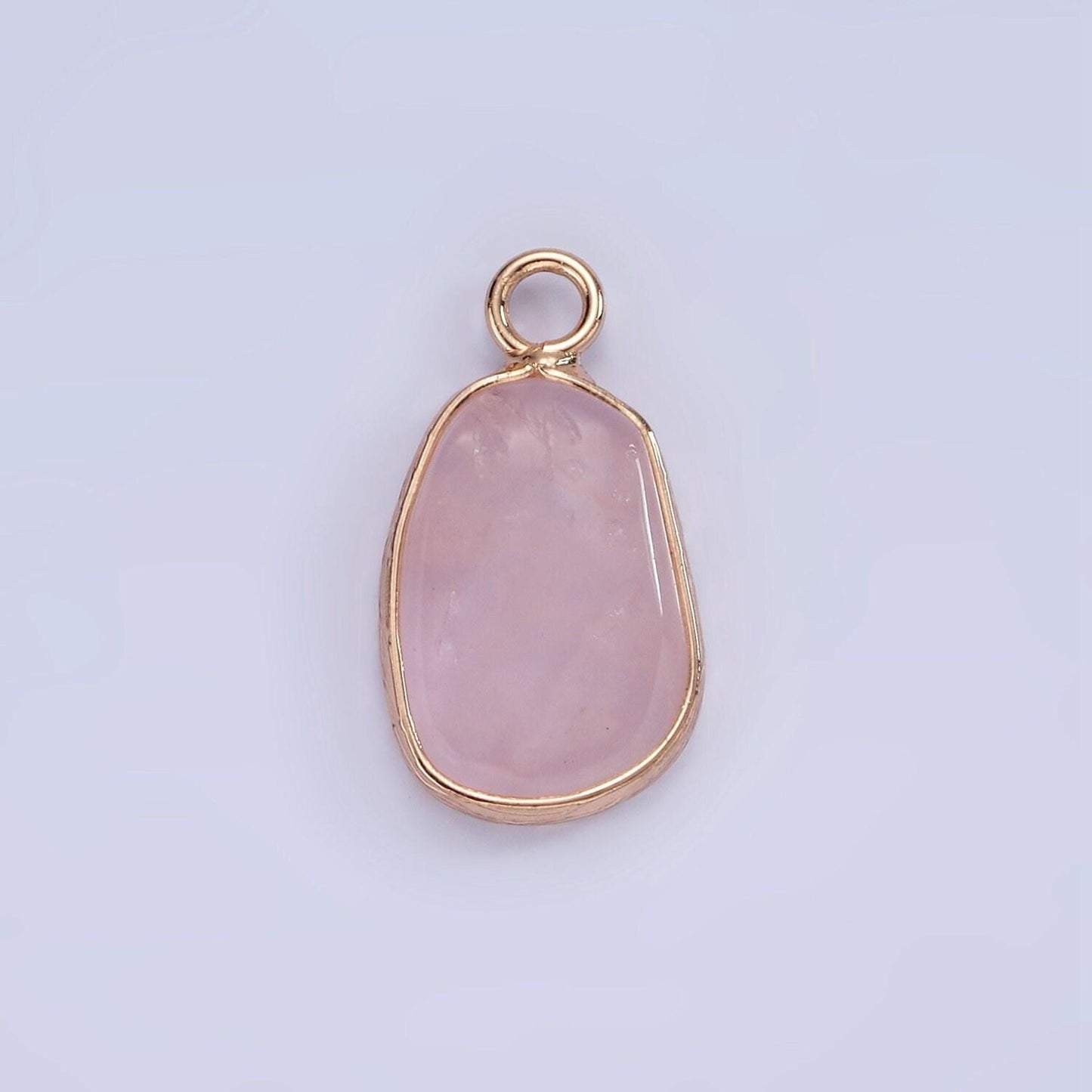 14k gold filled rose quartz, pink quartz, amethyst abstract oval bezel charm | n1696 - n1698