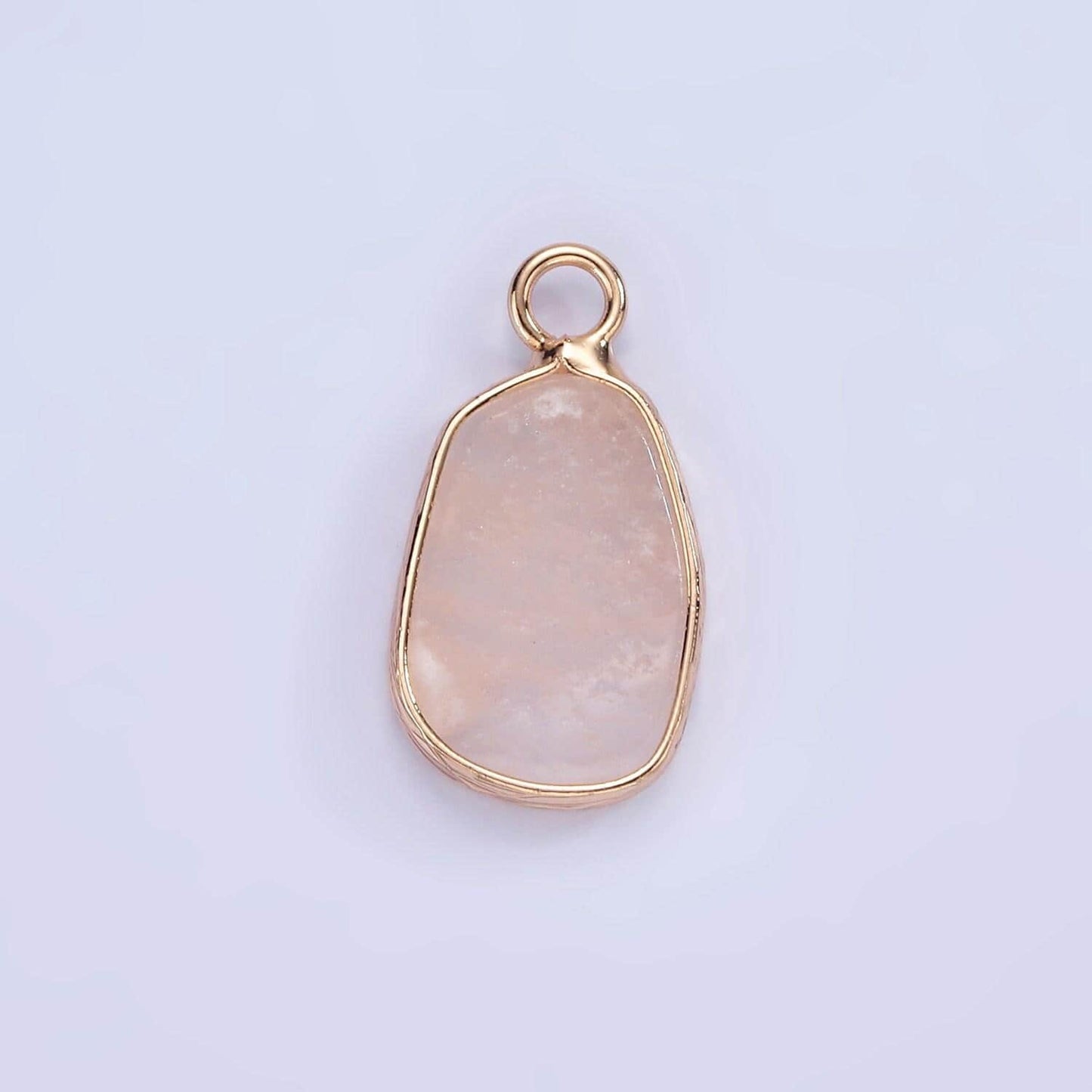 14k gold filled rose quartz, pink quartz, amethyst abstract oval bezel charm | n1696 - n1698