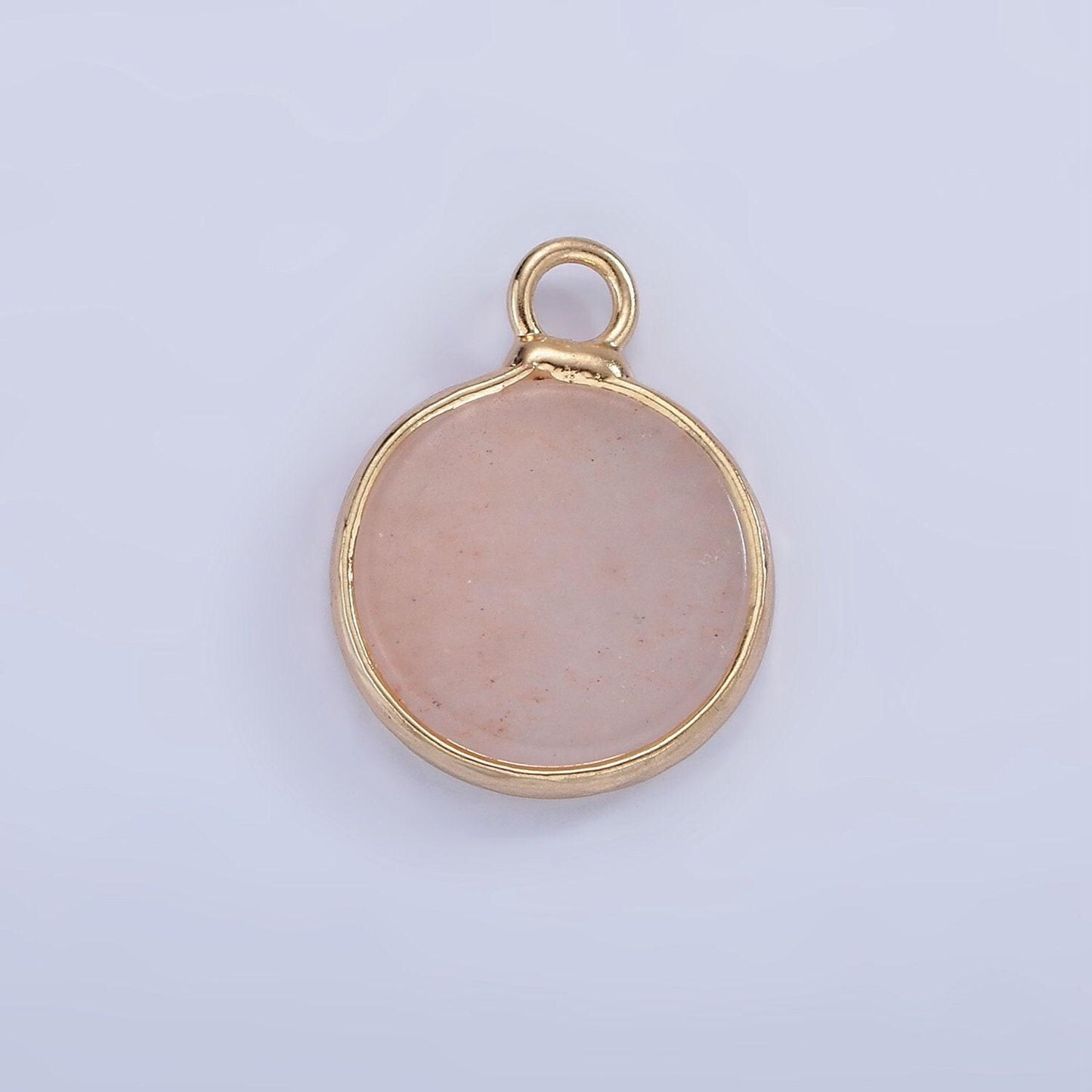 14k gold filled amazonite, pink quartz, onyx, howlite, blue lapis round bezel charm | n1691 - n1695