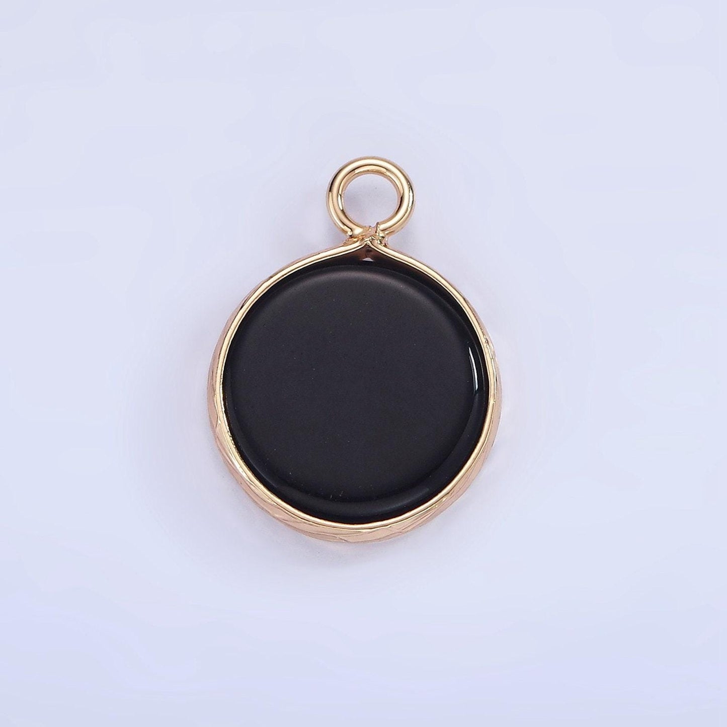 14k gold filled amazonite, pink quartz, onyx, howlite, blue lapis round bezel charm | n1691 - n1695