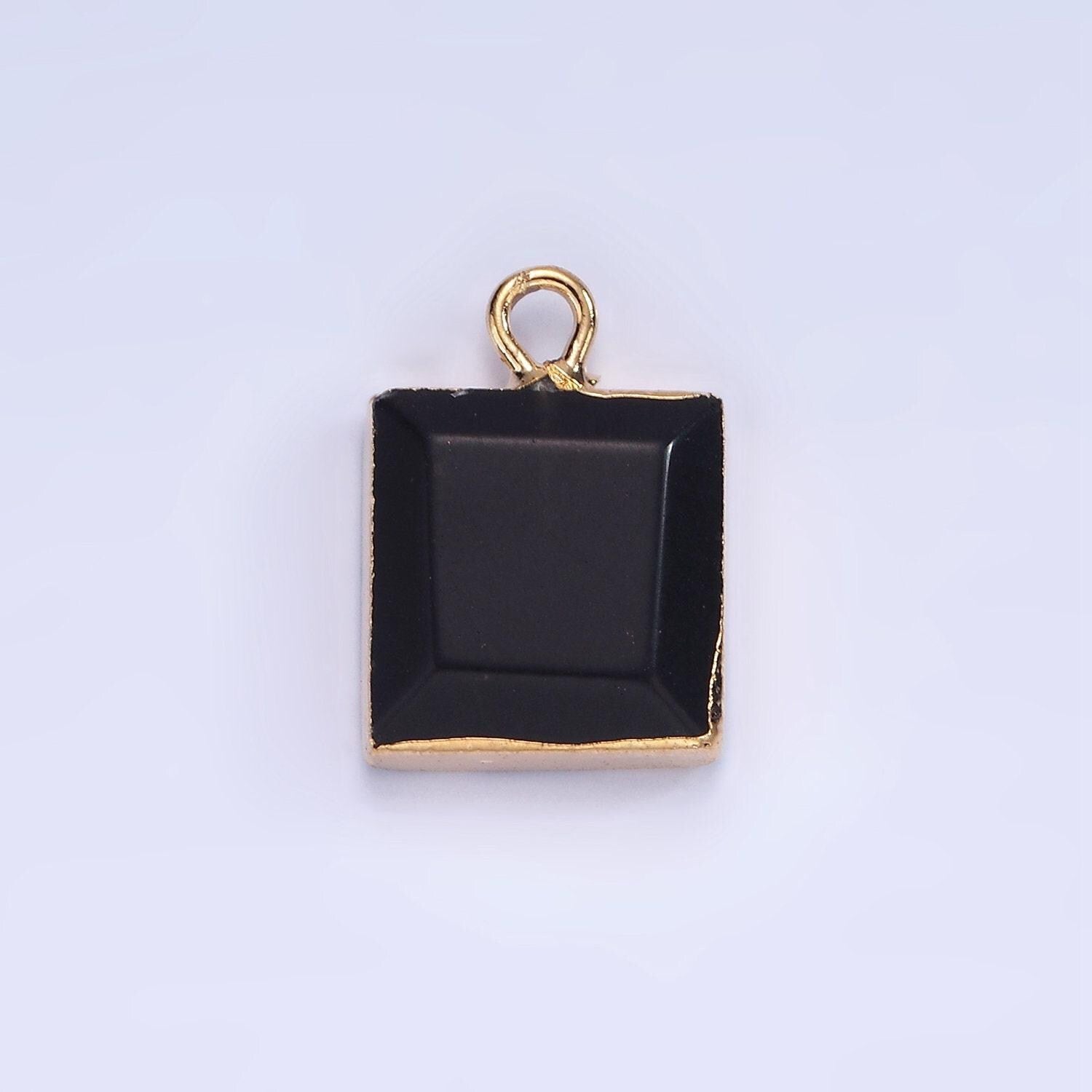 14k gold filled onyx, amazonite, pink quartz square bezel charm | n1688 - n1690