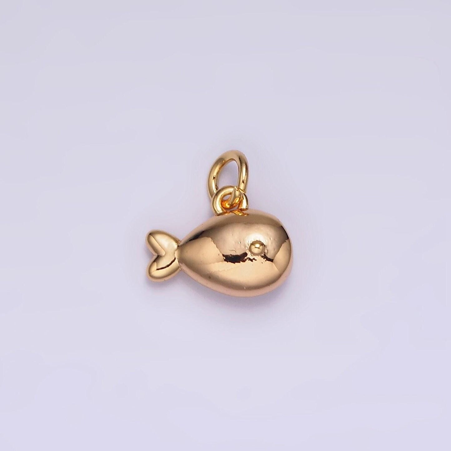 18k gold filled mini fish animal puffed add-on charm | n1684