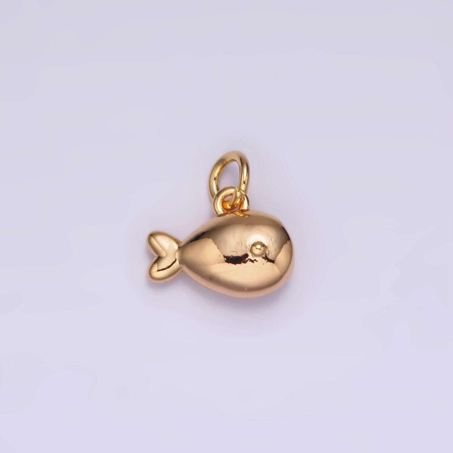 18k gold filled mini fish animal puffed add-on charm | n1684
