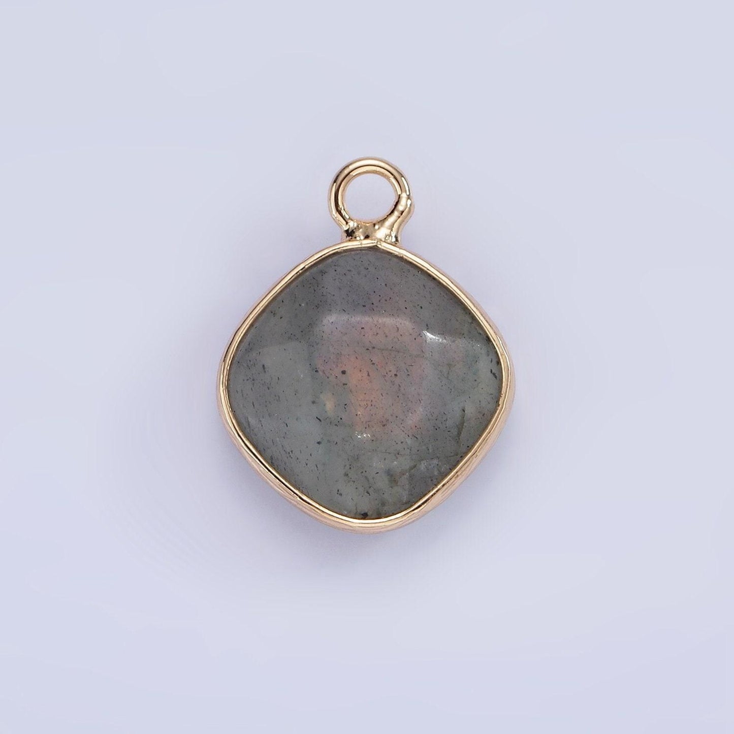 14k gold filled natural gemstone multifaceted rhombus bezel charm | n1669 - n1672
