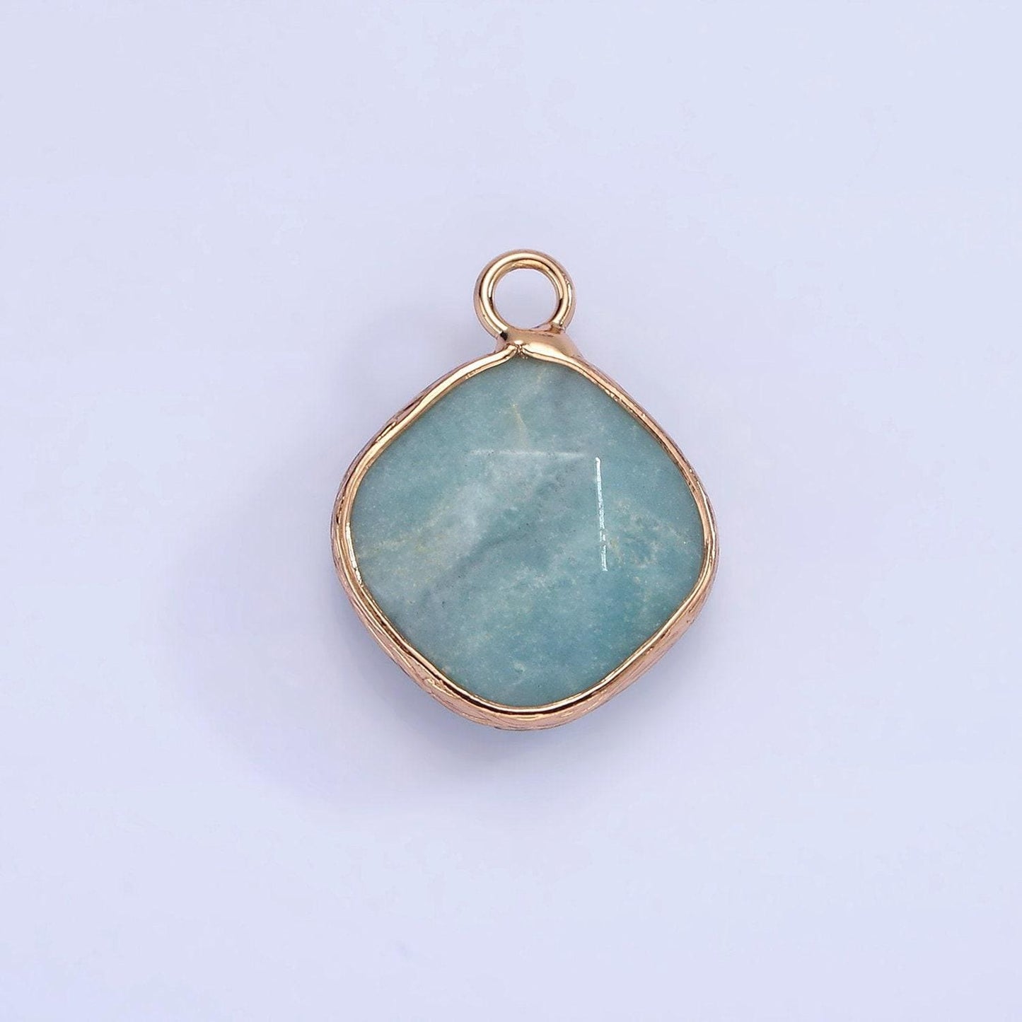 14k gold filled natural gemstone multifaceted rhombus bezel charm | n1669 - n1672