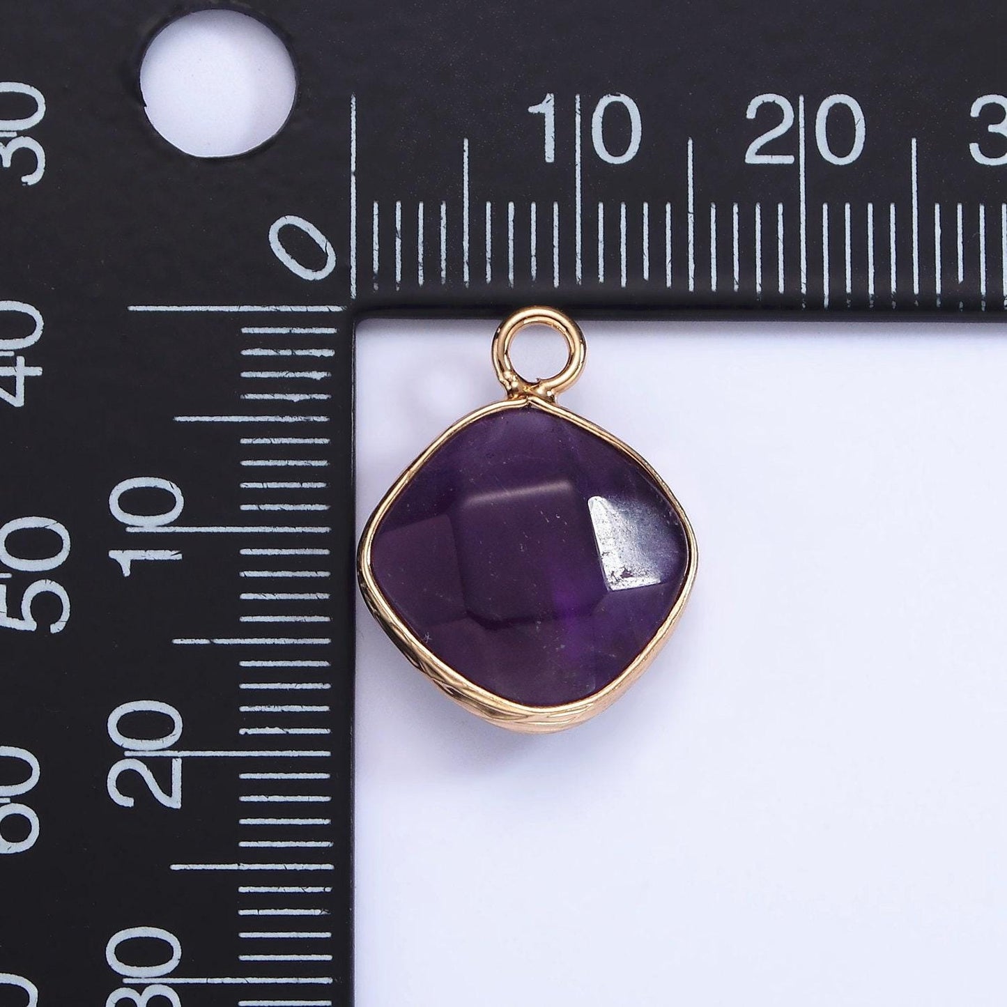 14k gold filled natural gemstone multifaceted rhombus bezel charm | n1669 - n1672