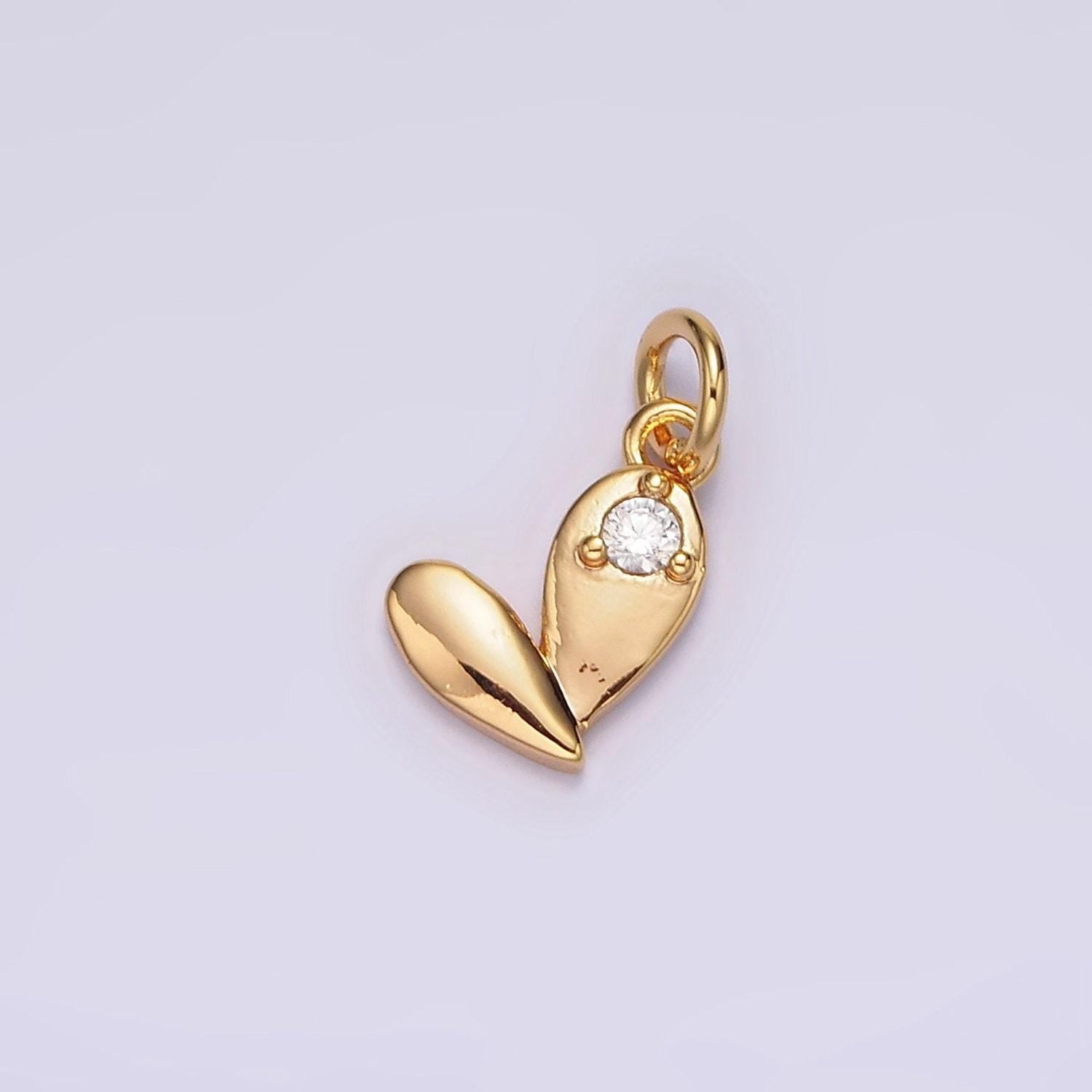 18k gold filled clear cz heart double teardrop add-on charm | n1648