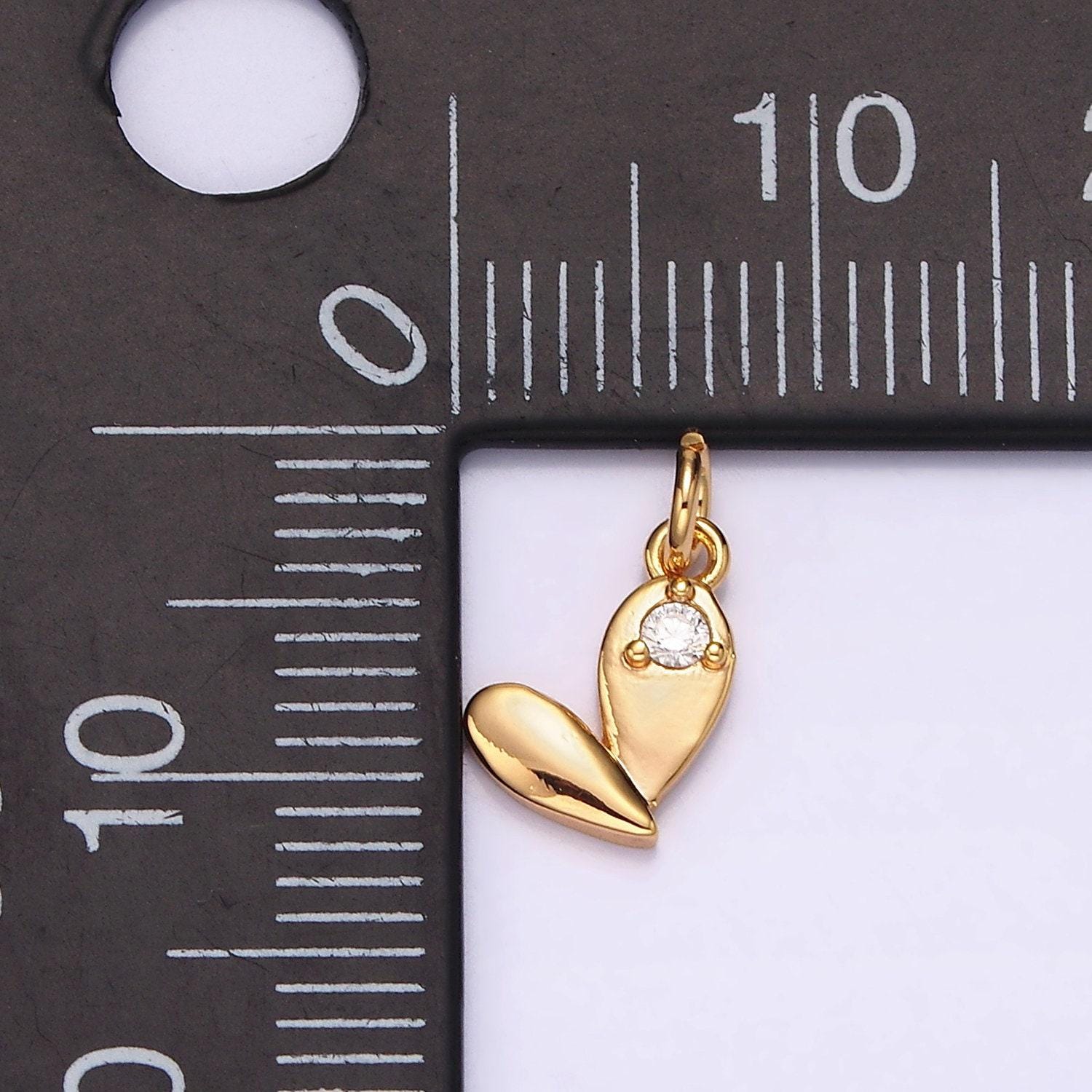 18k gold filled clear cz heart double teardrop add-on charm | n1648