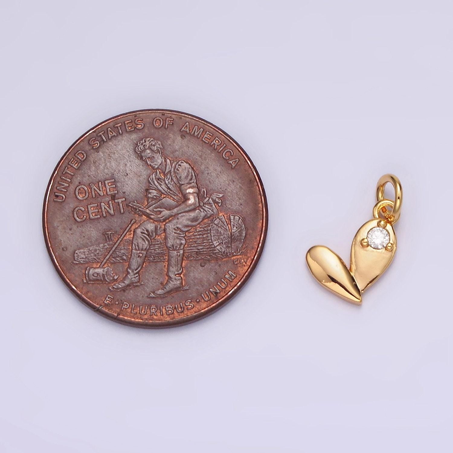 18k gold filled clear cz heart double teardrop add-on charm | n1648