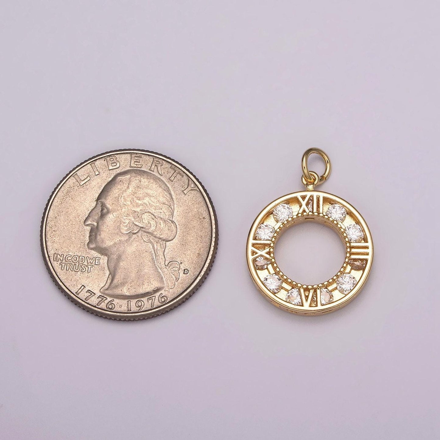 Mini gold filled clock charm watch pendant cz clock charm for necklace bracelet earring supply
