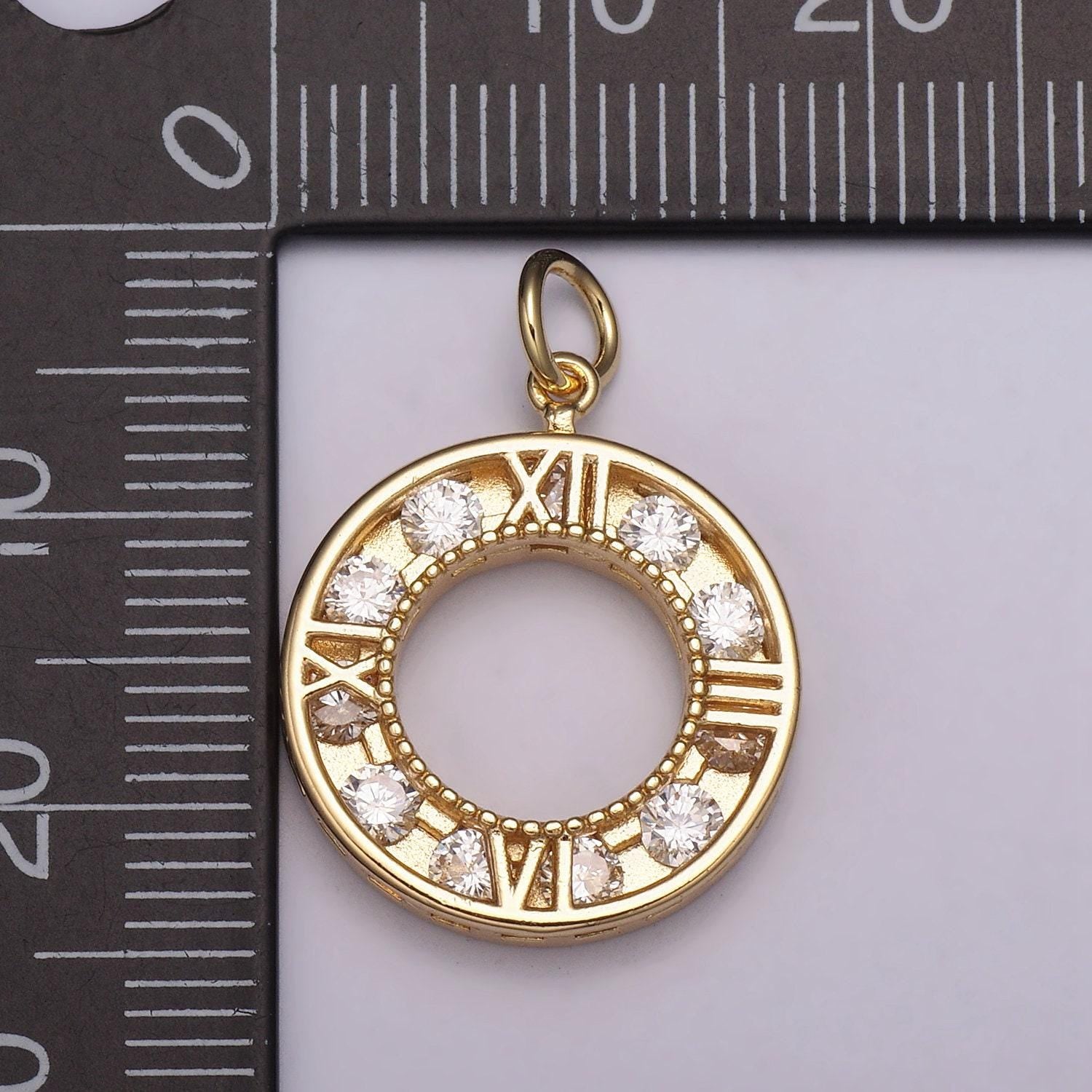 Mini gold filled clock charm watch pendant cz clock charm for necklace bracelet earring supply