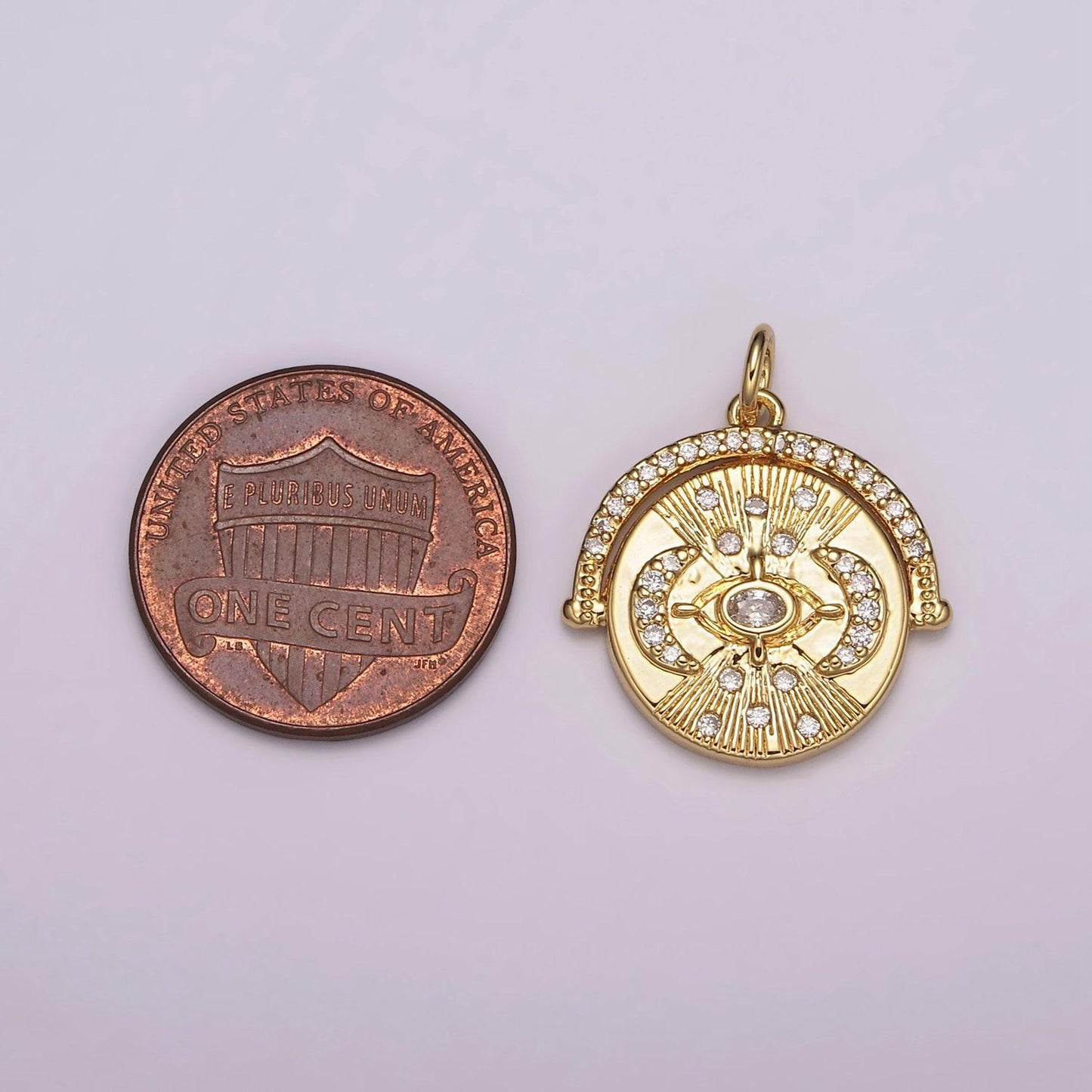 24k gold filled triple moon pendant for goddess necklace jewelry making micro pave medallion charm