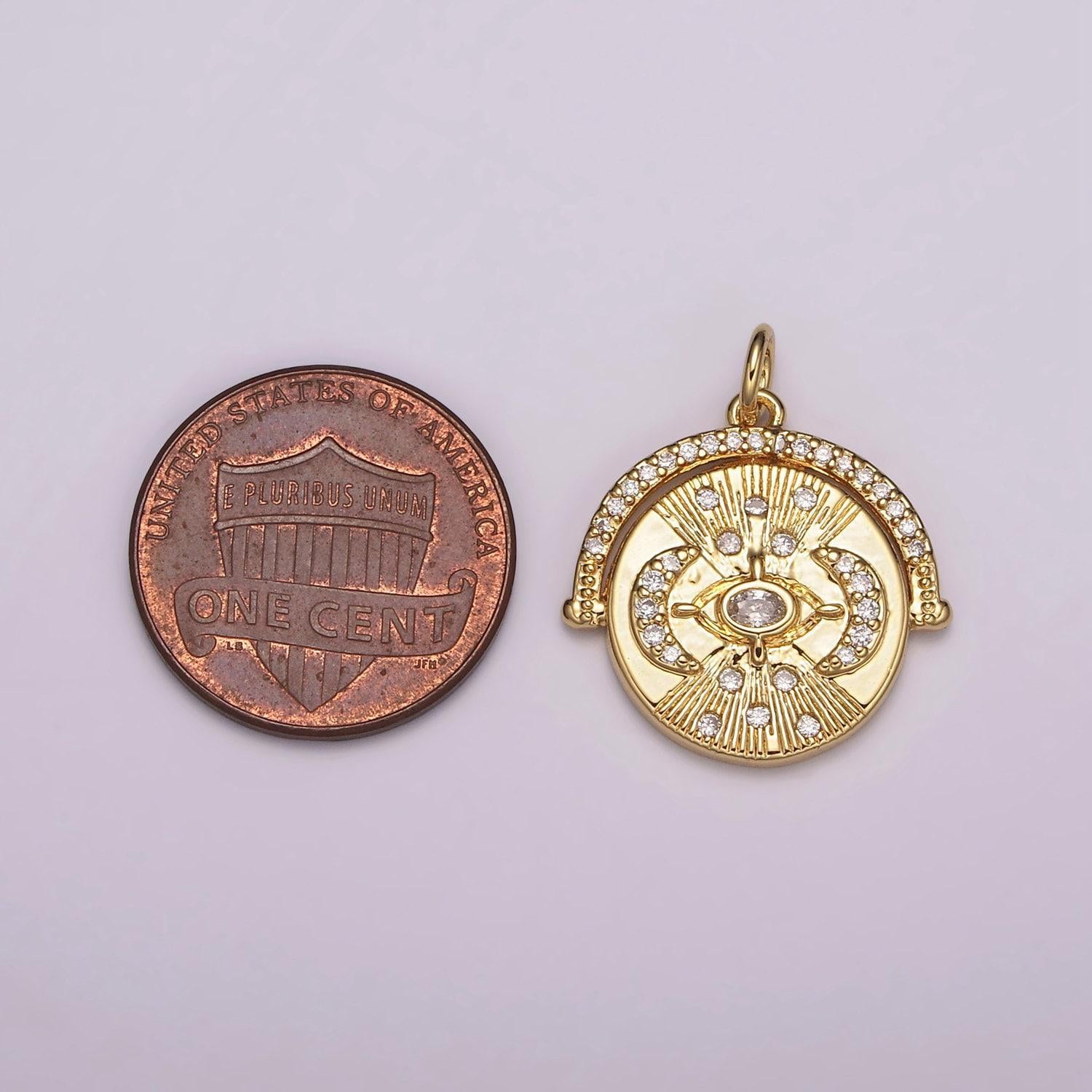 24k gold filled triple moon pendant for goddess necklace jewelry making micro pave medallion charm
