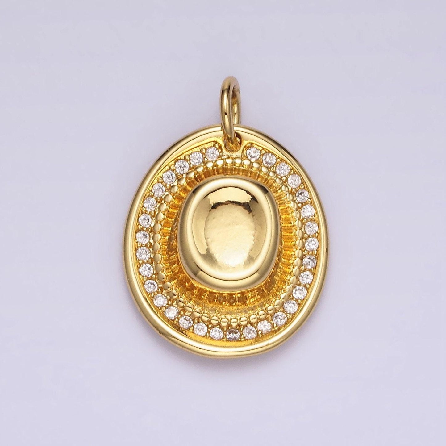 14k gold filled cowboy hat/sombrero clear cz lined charm | n1528