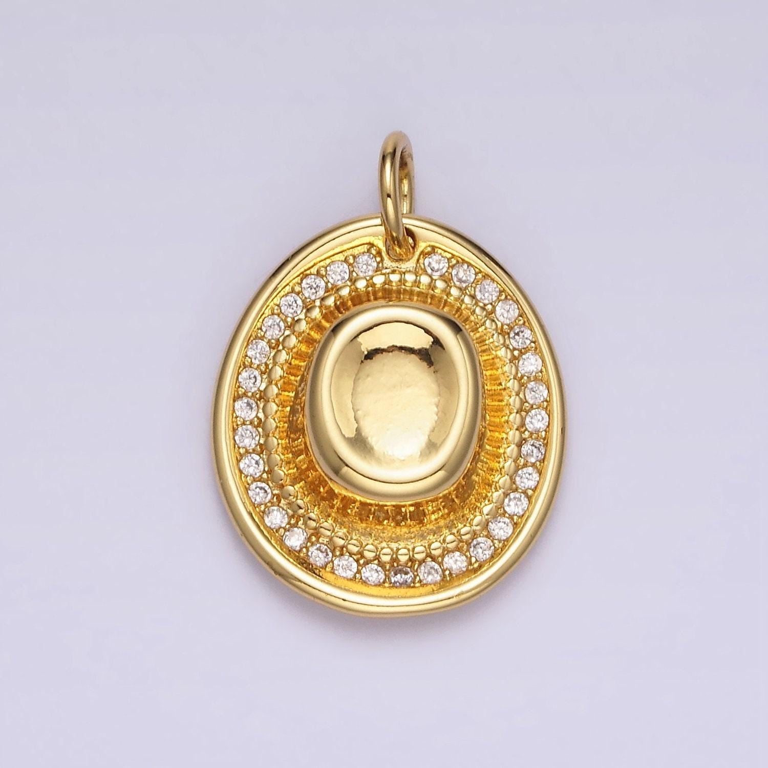 14k gold filled cowboy hat/sombrero clear cz lined charm | n1528