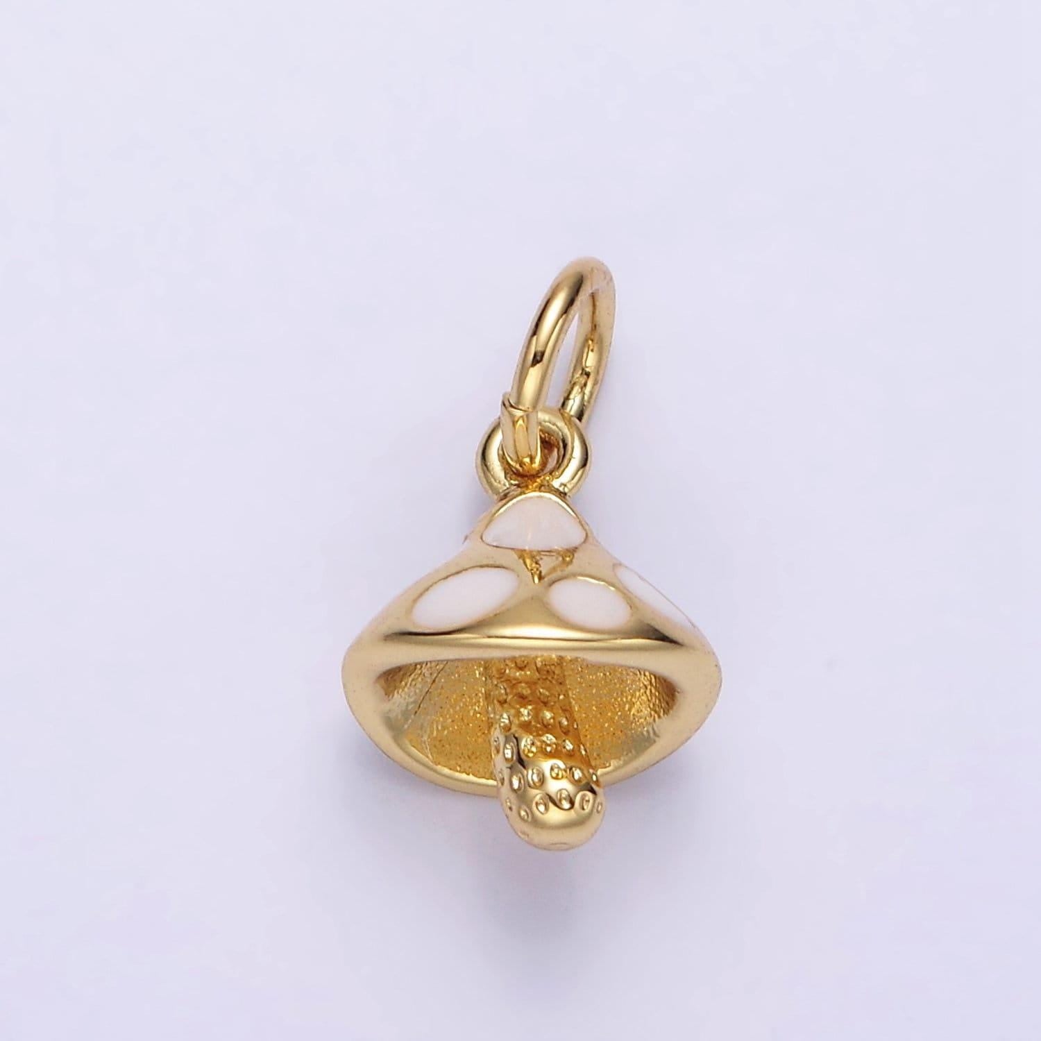 14k gold filled white, orange, pink enamel dotted mushroom charm | n1519 - n1521