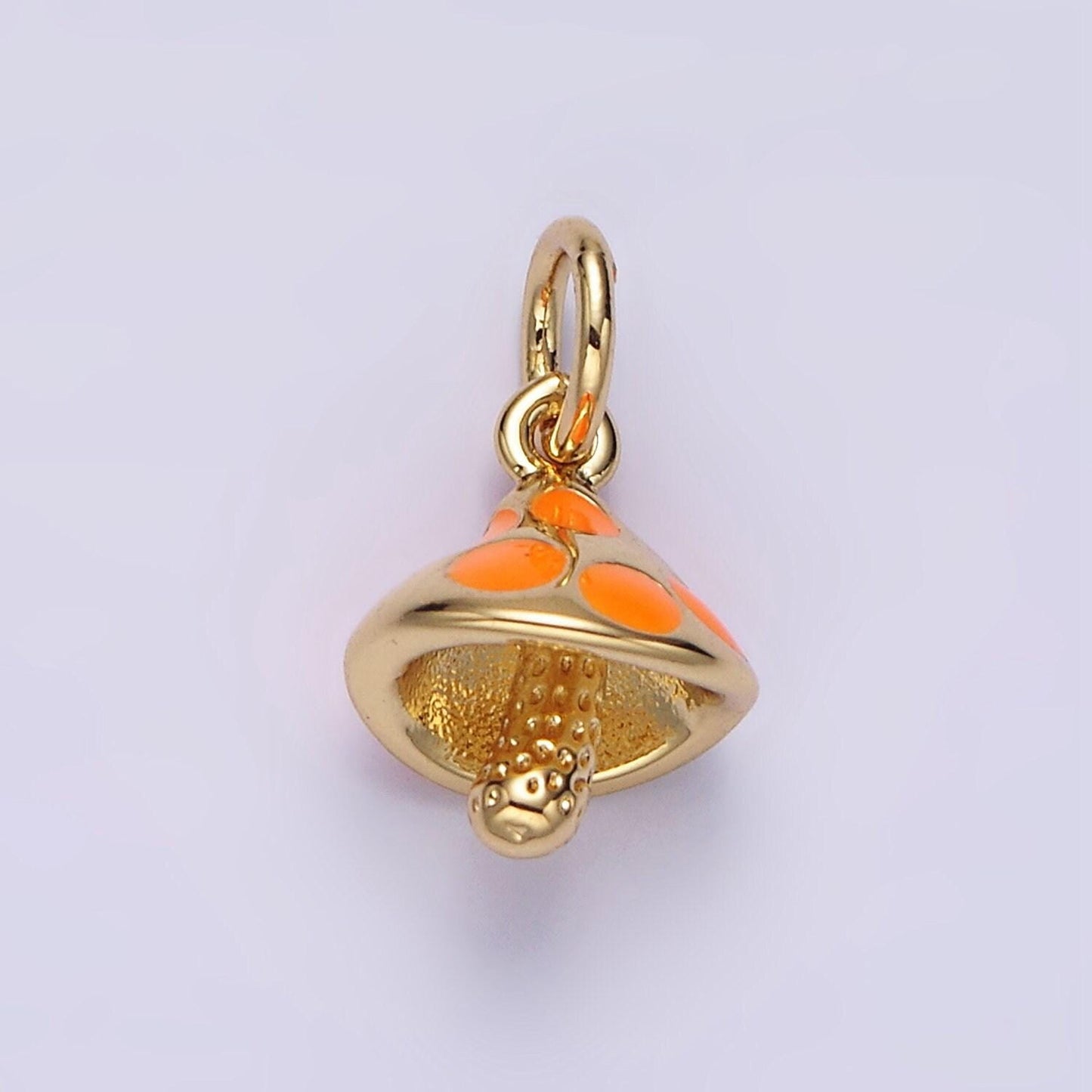 14k gold filled white, orange, pink enamel dotted mushroom charm | n1519 - n1521