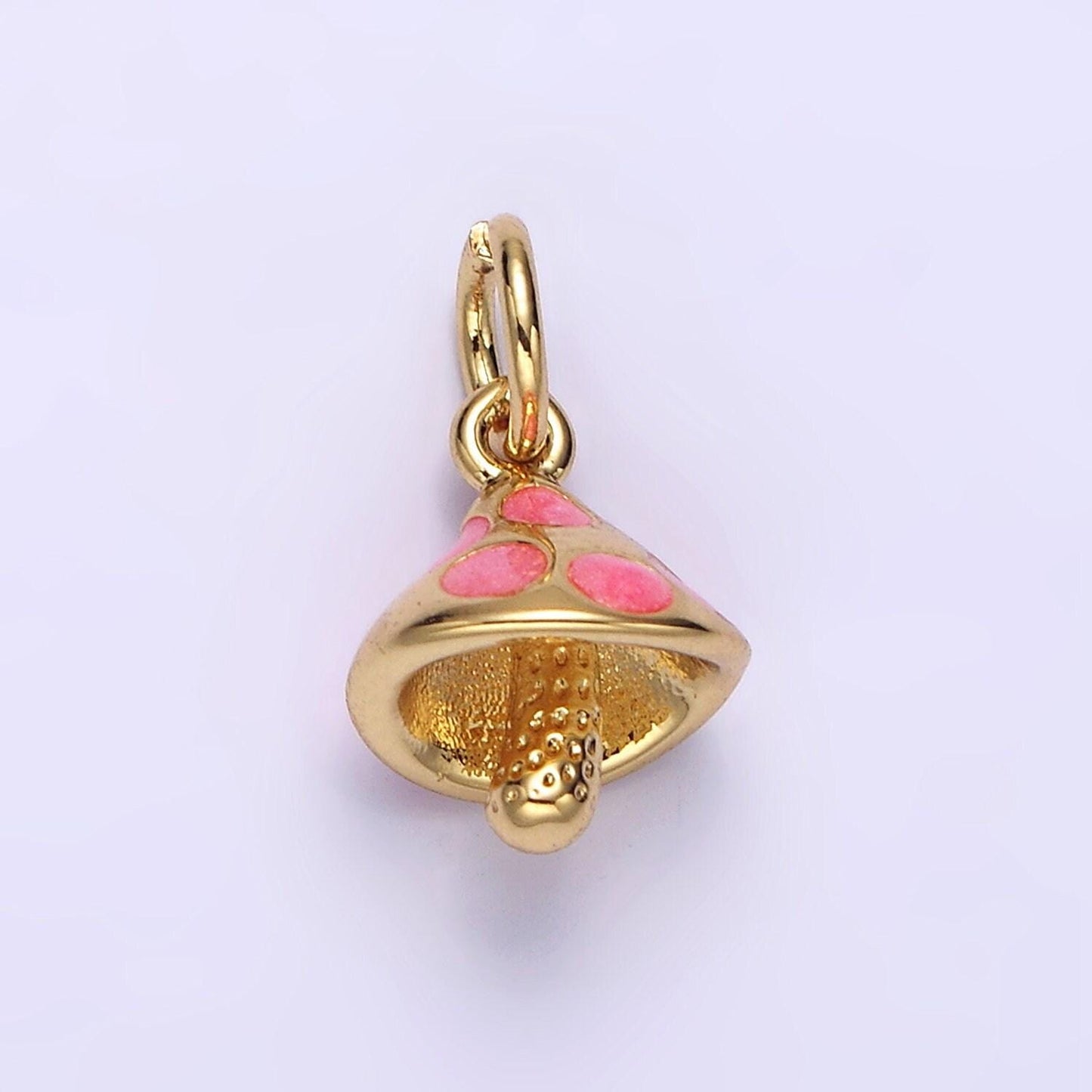 14k gold filled white, orange, pink enamel dotted mushroom charm | n1519 - n1521