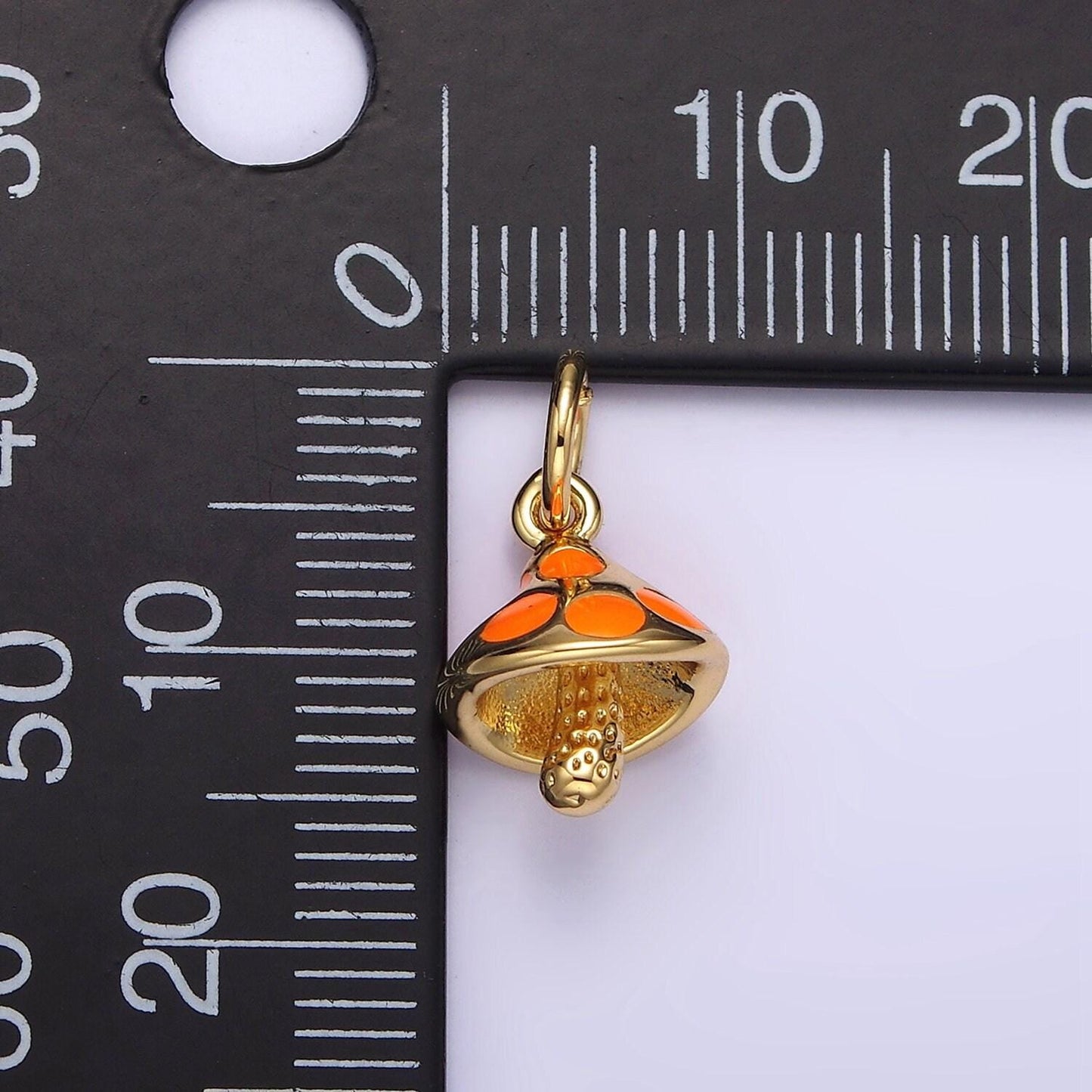 14k gold filled white, orange, pink enamel dotted mushroom charm | n1519 - n1521