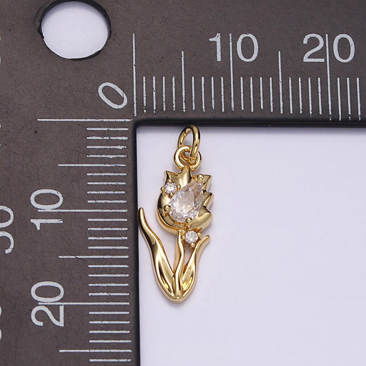 Mini gold tulip charm cz silver tulips flower pendant spring garden jewelry inspired n-1493