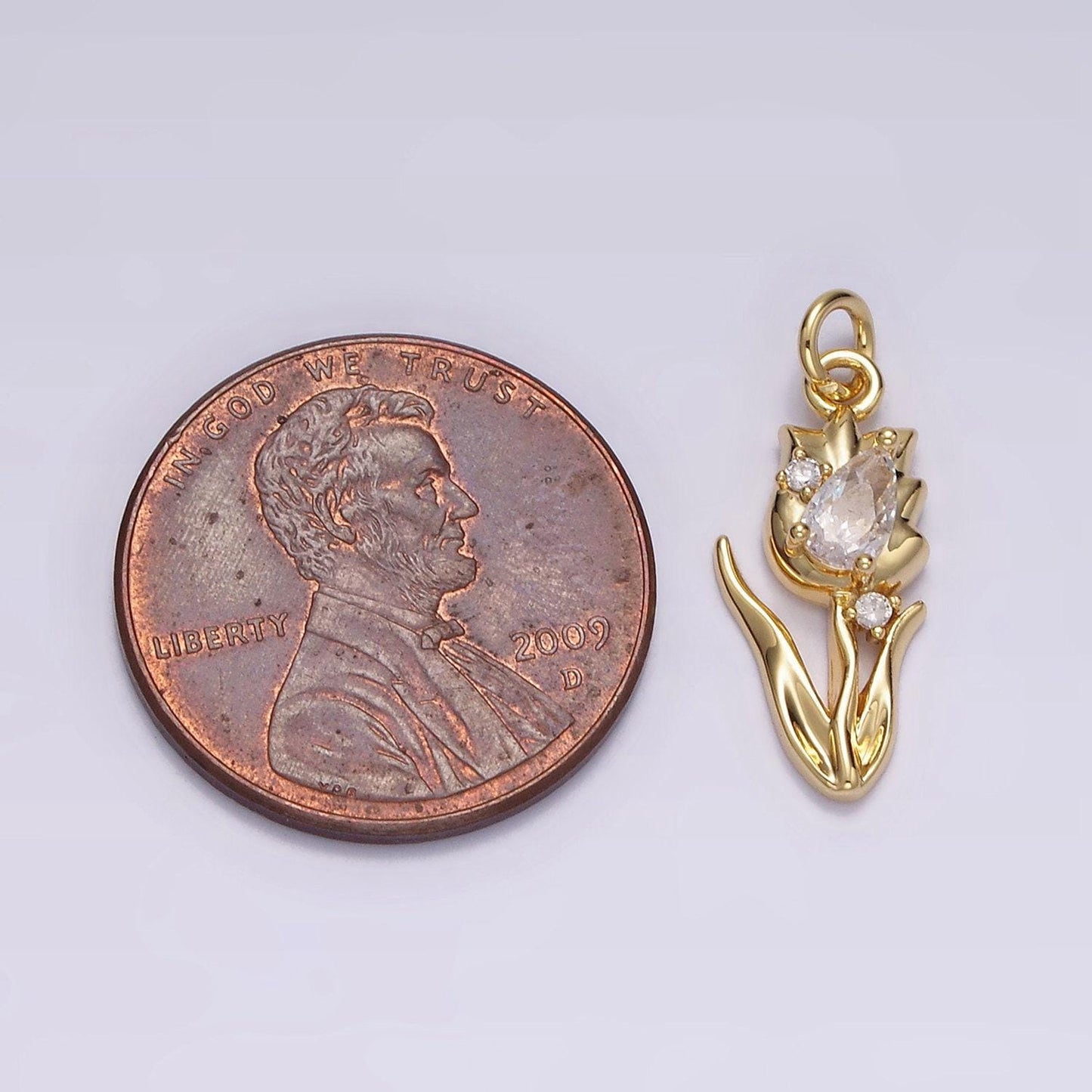 Mini gold tulip charm cz silver tulips flower pendant spring garden jewelry inspired n-1493