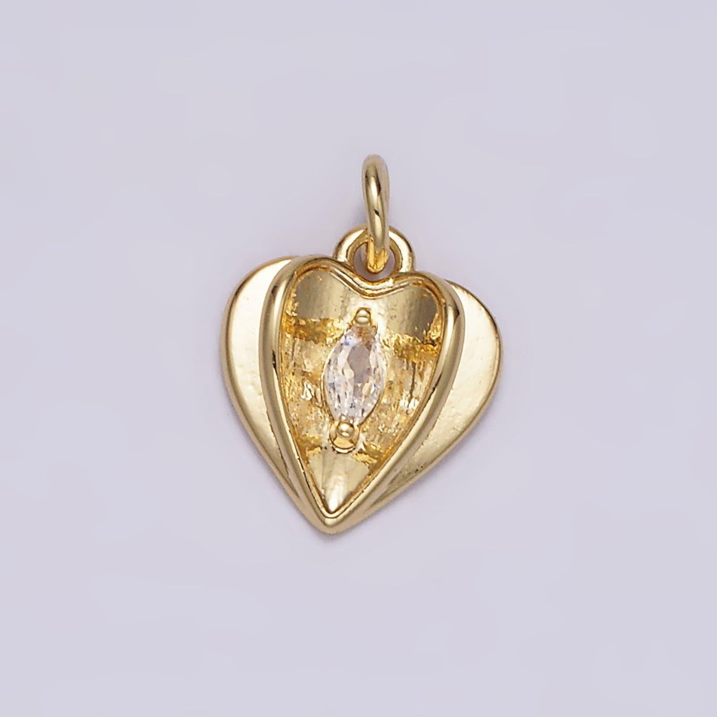 Dainty open my heart charm with clear marquise diamond cz pendant for bracelet necklace component n-1491