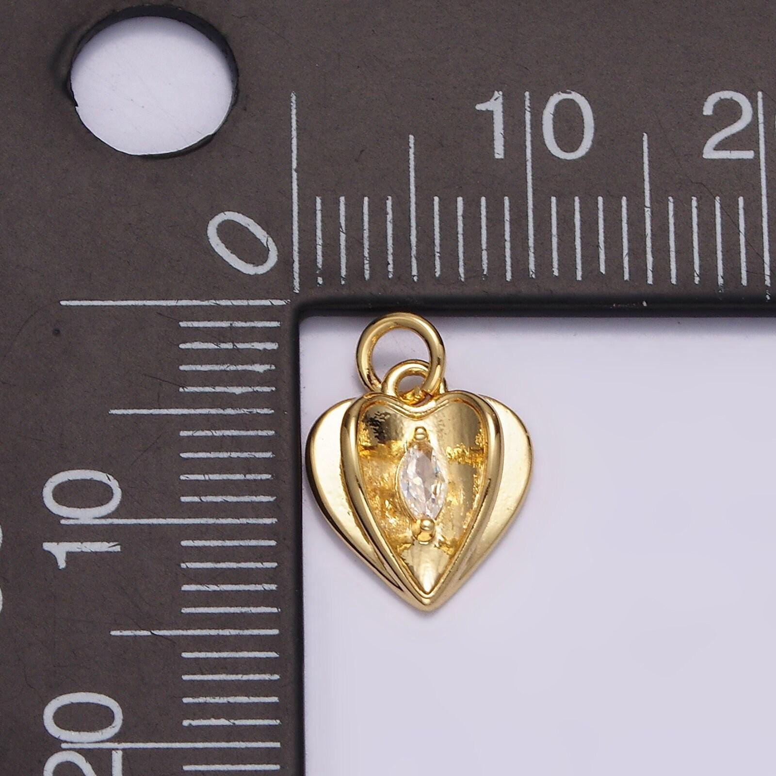 Dainty open my heart charm with clear marquise diamond cz pendant for bracelet necklace component n-1491