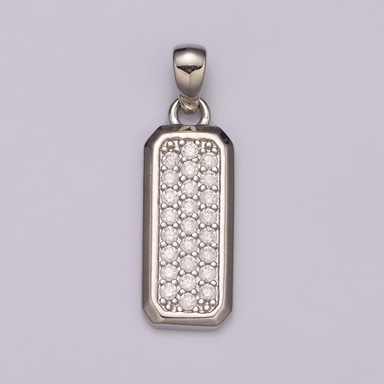 Dainty cz bar pendant 24k gold filled bar pendant, silver bar micro pave dangle pendants